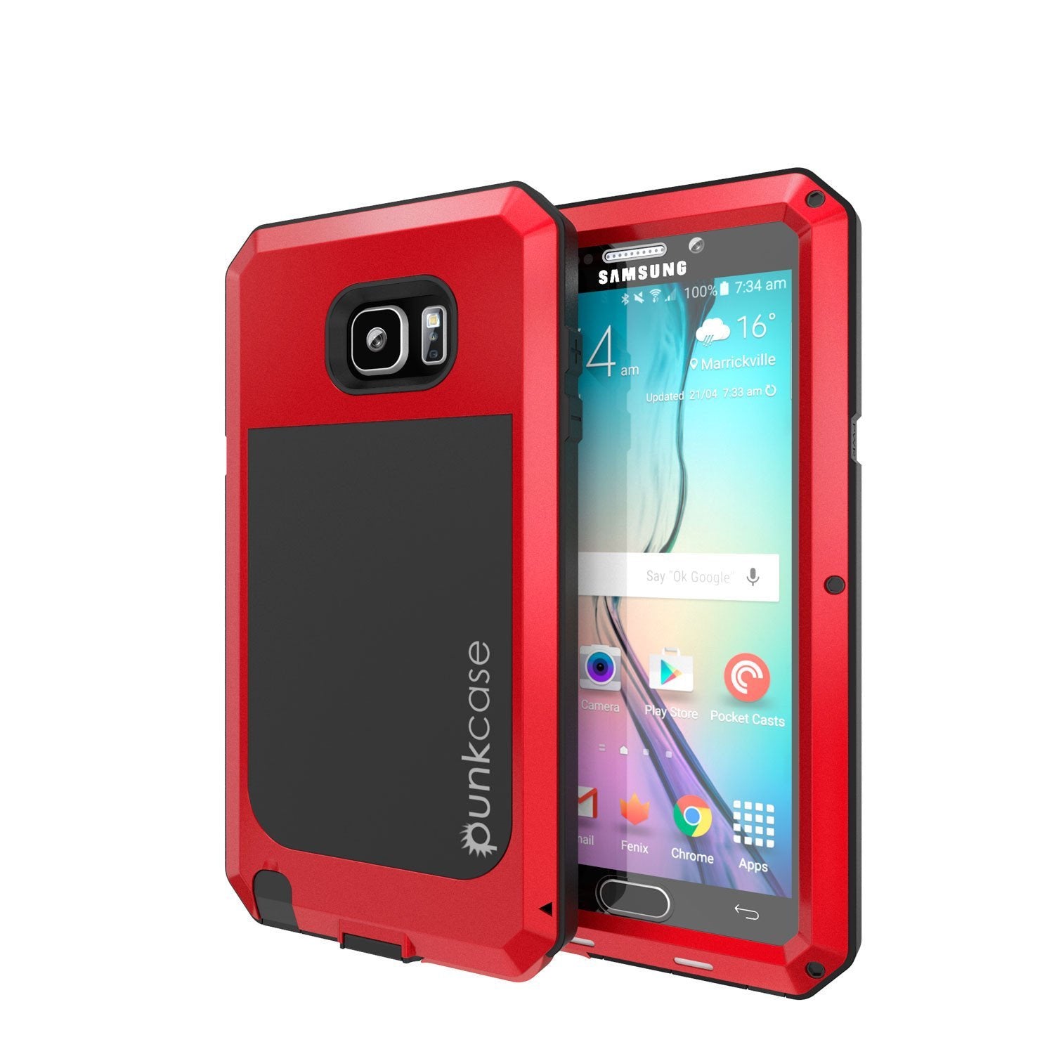 Capa S7, série METALLIC vermelha da Punkcase® para Samsung Galaxy S7 com vidro temperado | Moldura de alumínio