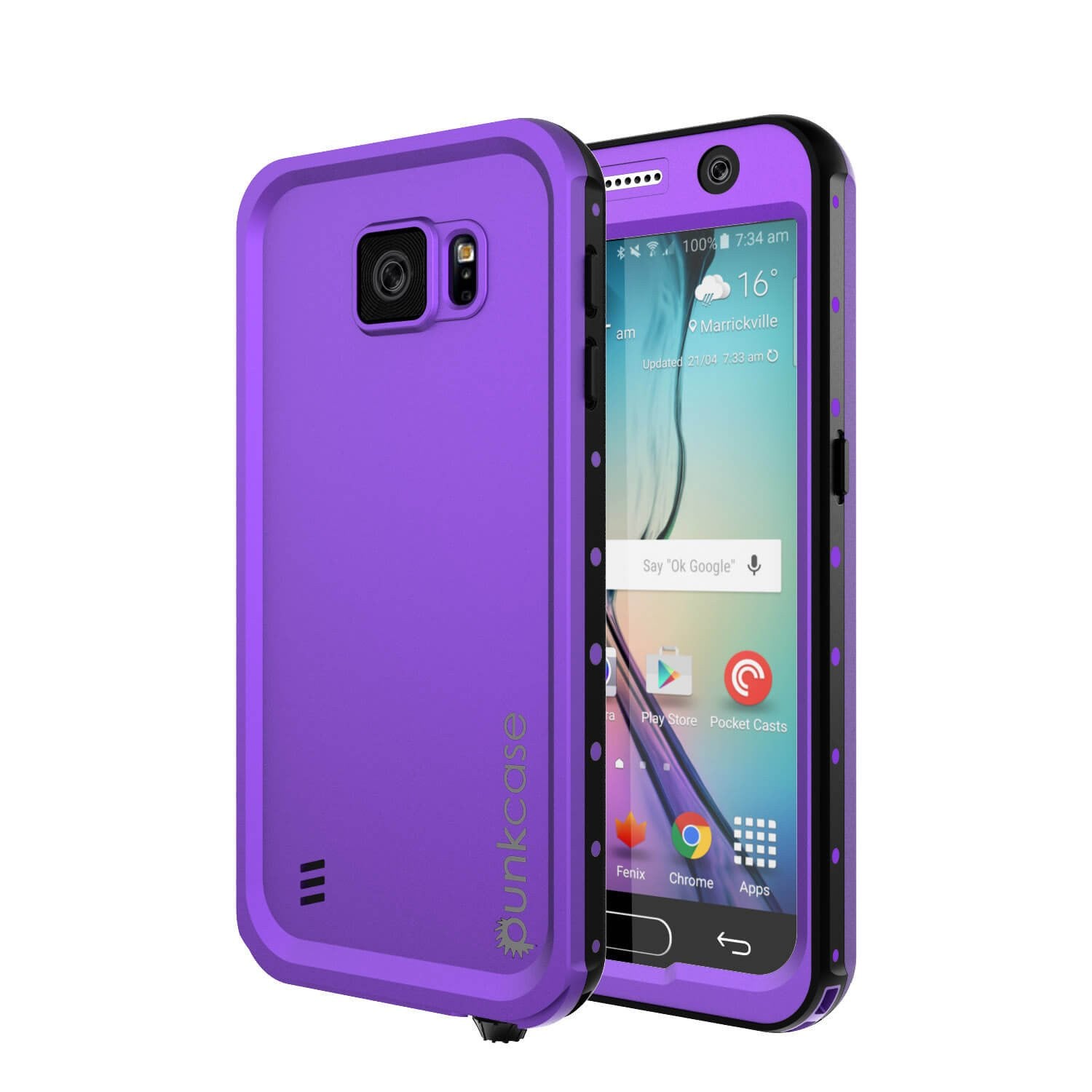 Capa à Prova d'Água para Galaxy S6 PunkCase StudStar Roxa Fina 6.6ft à Prova d'Água IP68 Resistente a Choques/Sujeira/Neve