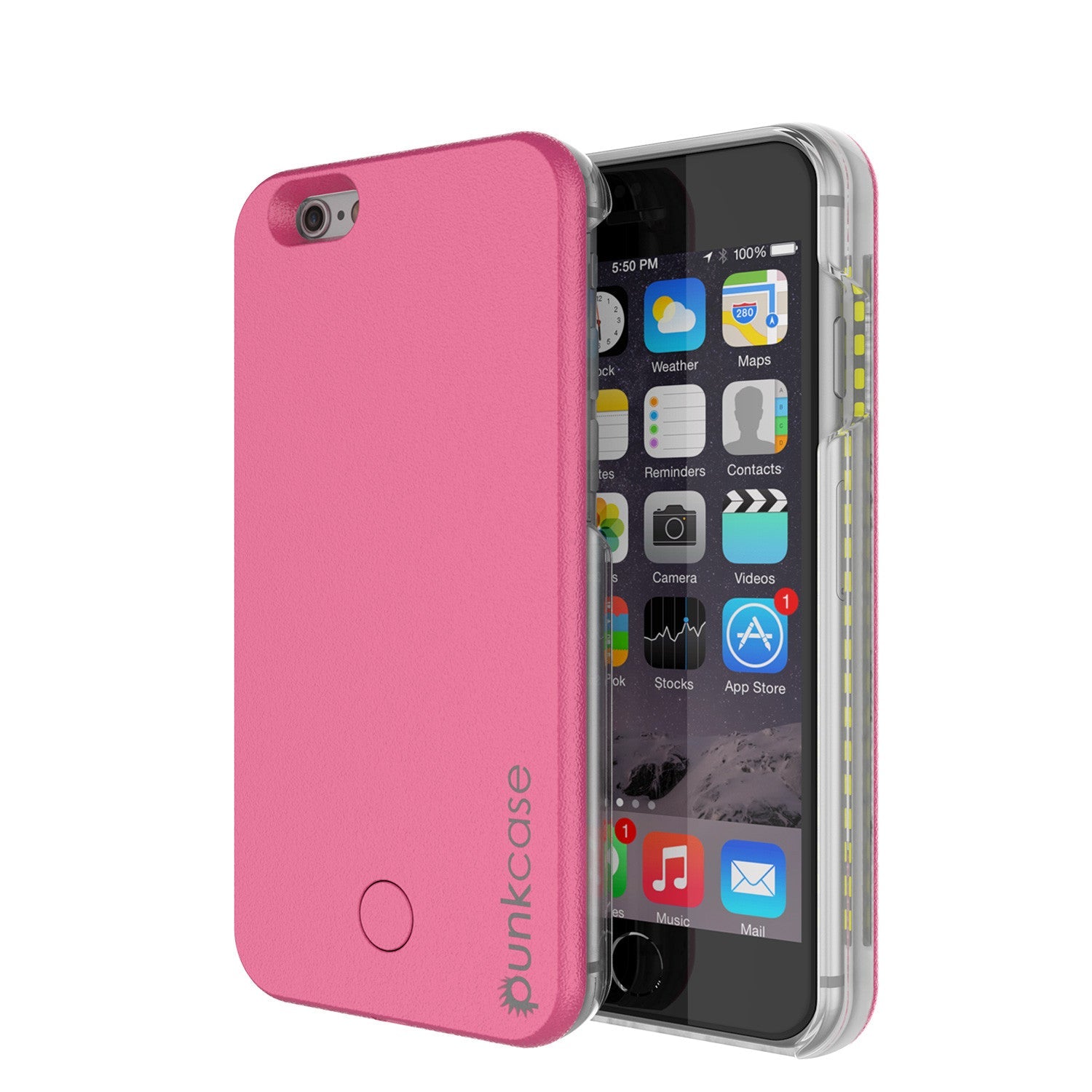 Capa Punkcase LED Light para iPhone 6+/6S+ Plus, Caixa Iluminada Cor-de-Rosa com Banco de Energia