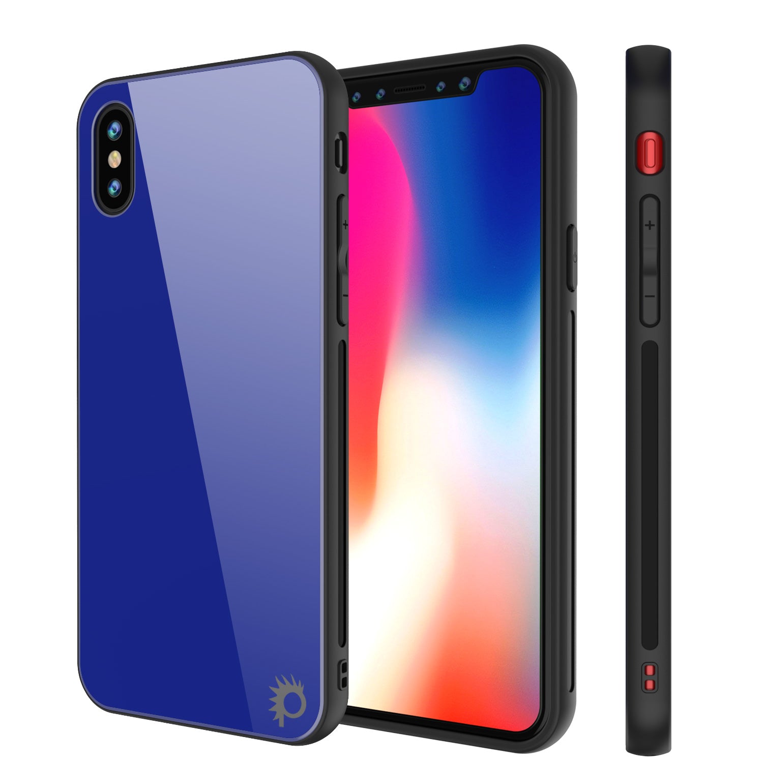 Capa para iPhone X, Punkcase GlassShield Ultra Fina Protetora de Vidro Temperado 9H de Corpo Inteiro  com Proteção Contra Quedas e Pegada Antiderrapante para Apple iPhone 10 [Azul]