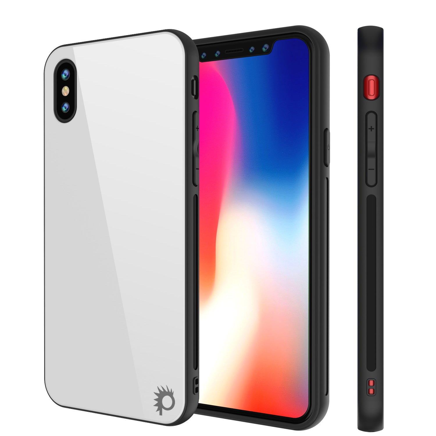Capa para iPhone X, Punkcase GlassShield Ultra Fina Protetora de Vidro Temperado 9H para Corpo Inteiro com Proteção contra Quedas e Aderência Antiderrapante para Apple iPhone 10 [Branco]