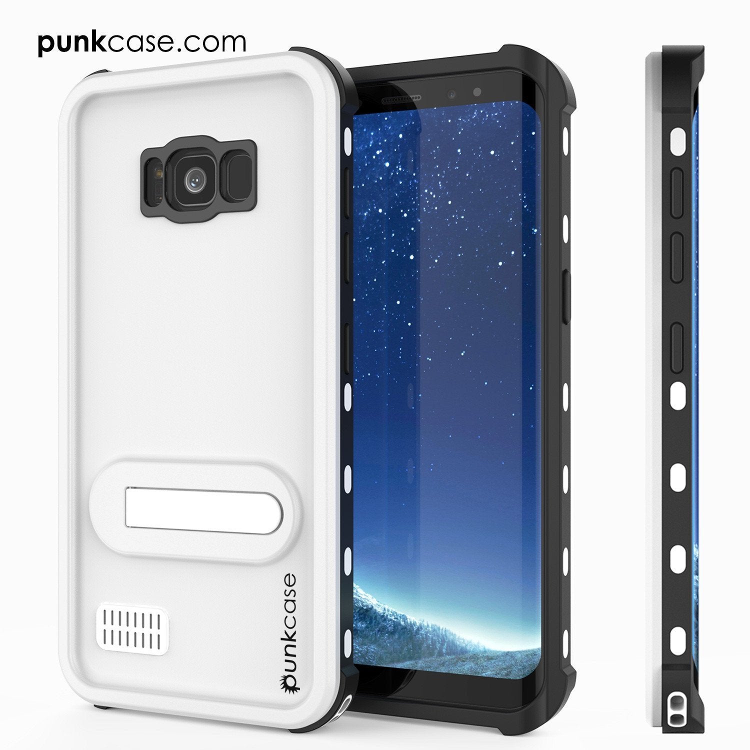 Protetor Capa à Prova D'água Galaxy S8 Branco, Punkcase Série KickStud Ajuste Fino Certificado IP68 À Prova de Choque À Prova de Neve Capa de Armadura Azul-clara