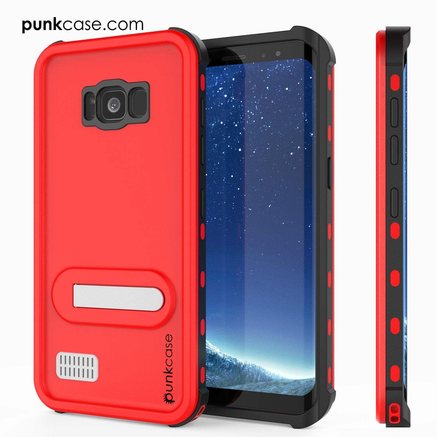 Galaxy S8 Plus Waterproof Case, Punkcase KickStud Red Series [Slim Fit] [IP68 Certified] [Shockproof] [Snowproof] Armor Cover. (Color in image: Red)
