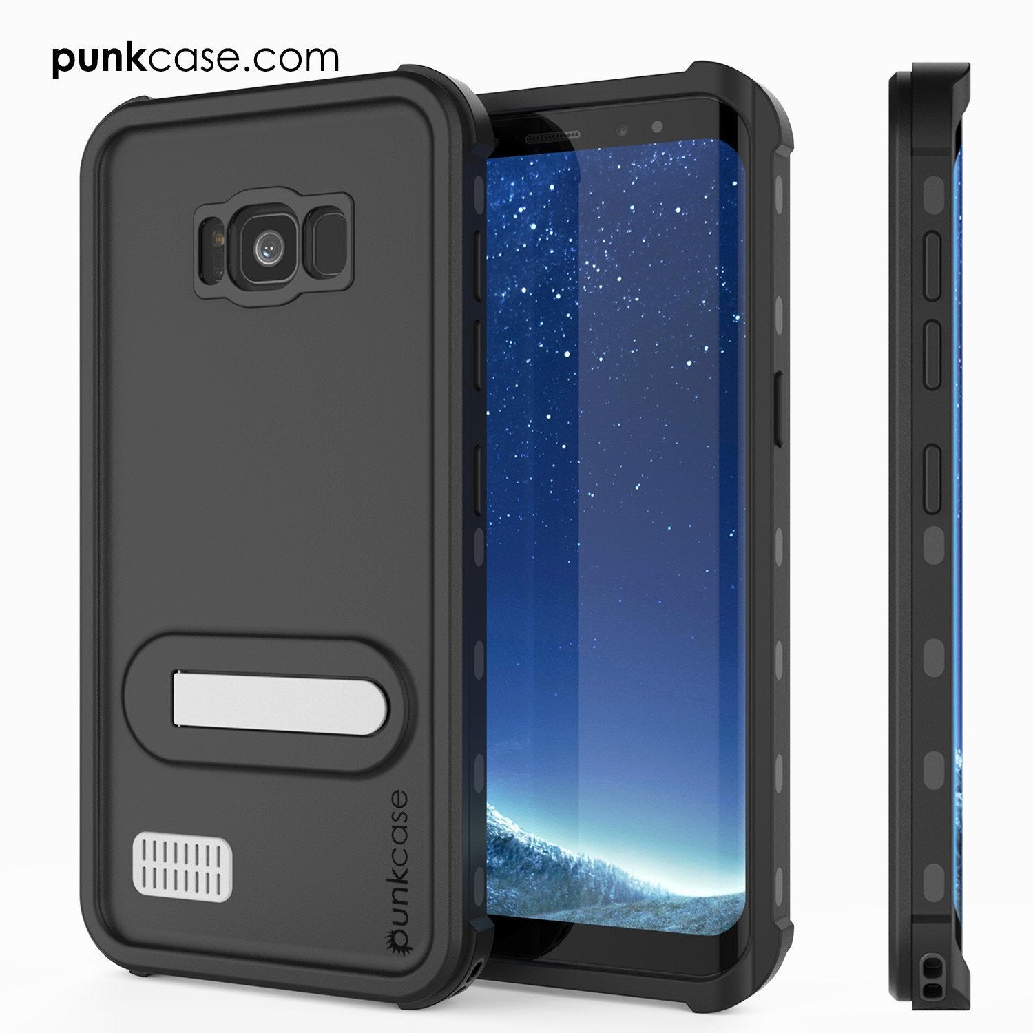 Capa à prova d'água Galaxy S8 Plus, da série Punkcase Kickstud Black [Slim Fit] [Certificado IP68] [À prova de choque] [À prova de neve].