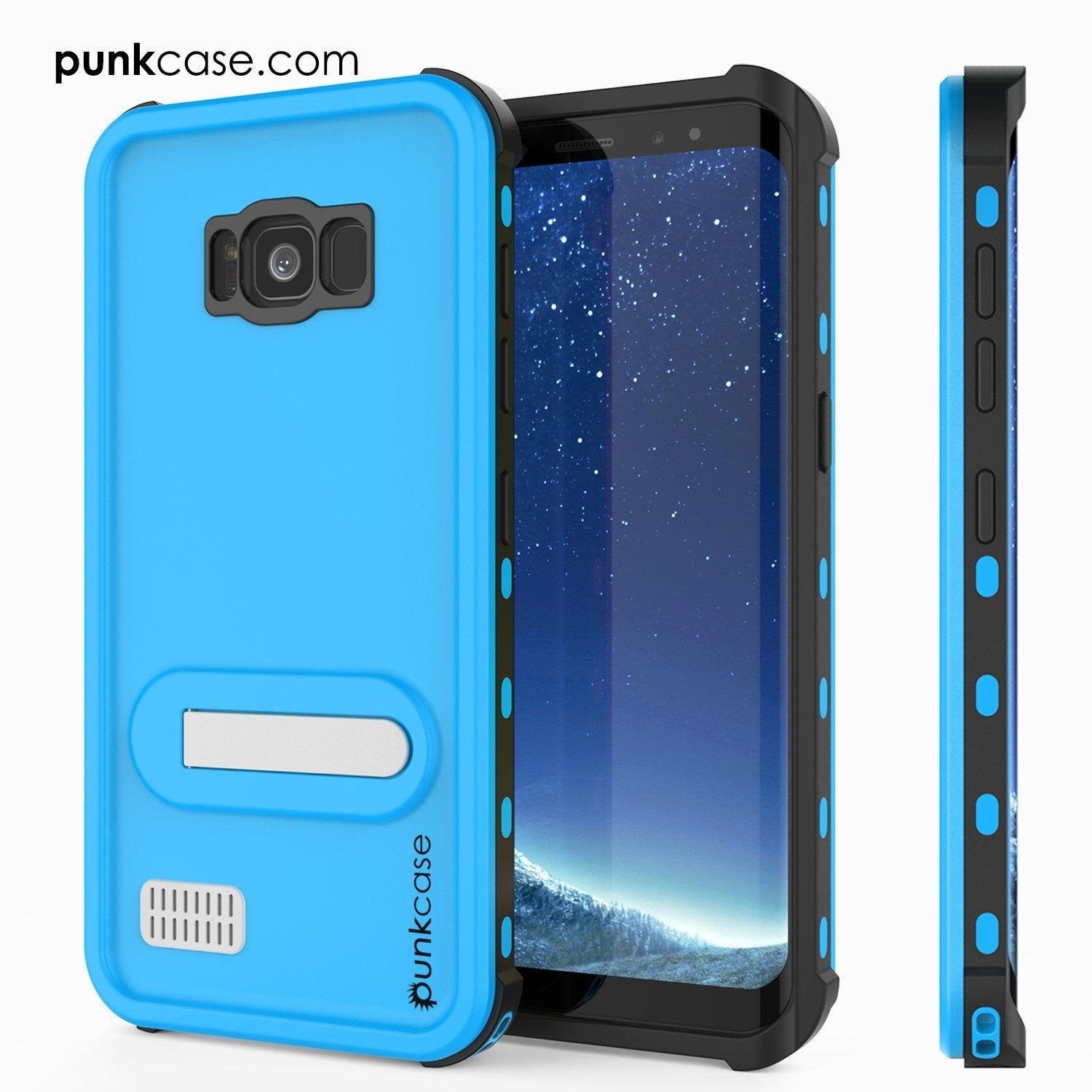 Capa à Prova d'Água Galaxy S8 Plus, Série Punkcase KickStud Light Blue [Ajuste Slim] [Certificado IP68] [À Prova de Choque] [À Prova de Neve] Cobertura de Armadura