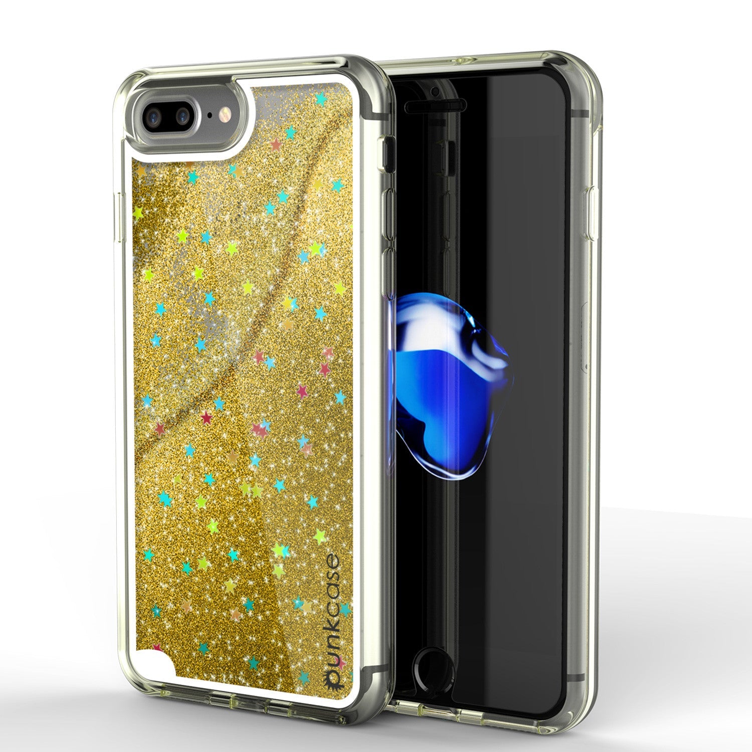 Capa iPhone 7 Plus, Série Ouro LÍQUIDO PunkСase, Capa protetora de camada dupla com glitter flutuante