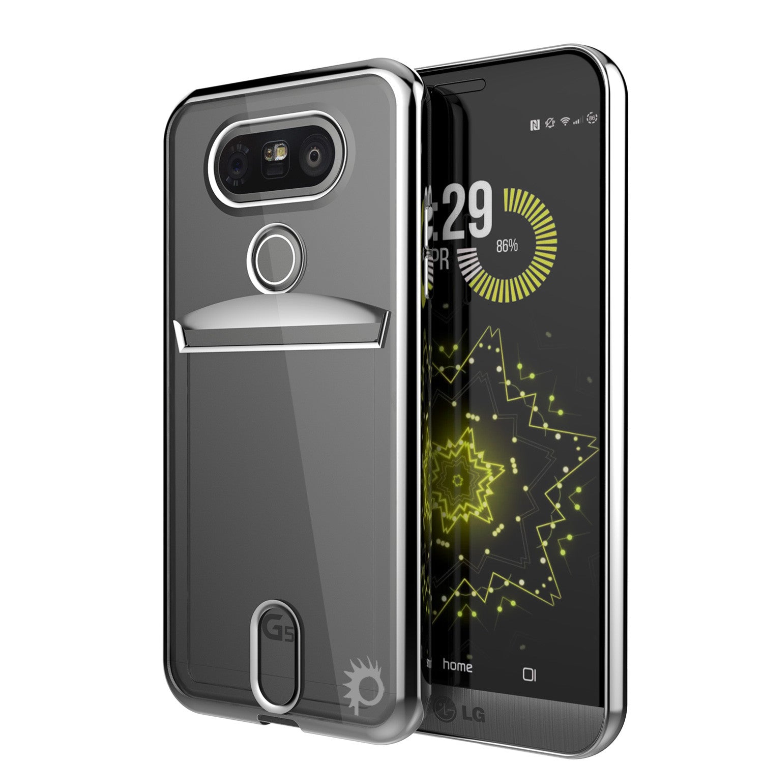 Capa LG G5, Série PUNKCASE® Silver LUCID | Slot para Cartão | Protetor de Tela PUNK SHIELD | Ajuste Ultra