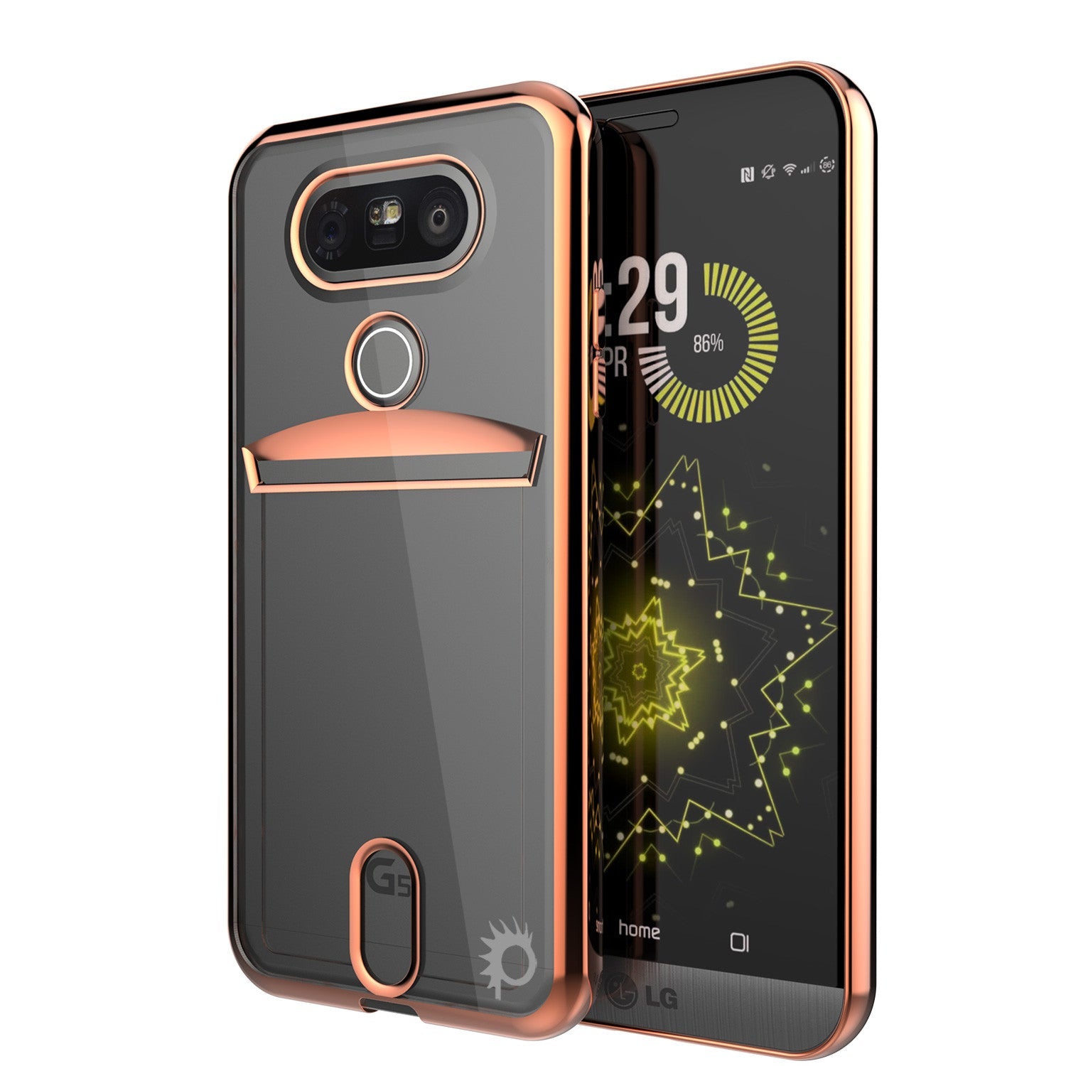 Capa LG G5, Série PUNKCASE® Rose Gold LUCID | Com Slot para Cartão | Protetor de Tela PUNK SHIELD