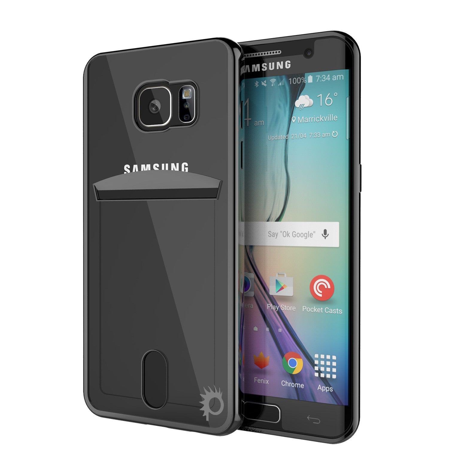 Capa Galaxy S6, Série Preta PUNKCASE® LUCID | Slot para Cartão | Protetor de Tela SHIELD | Ajuste Ultra