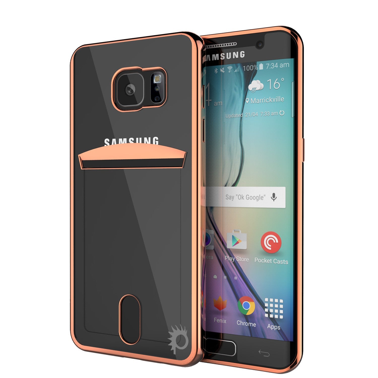 Capa Galaxy S6 EDGE+ Plus, Série PUNKCASE® LUCID Rose Gold | Slot para Cartão | Protetor de Tela SHIELD