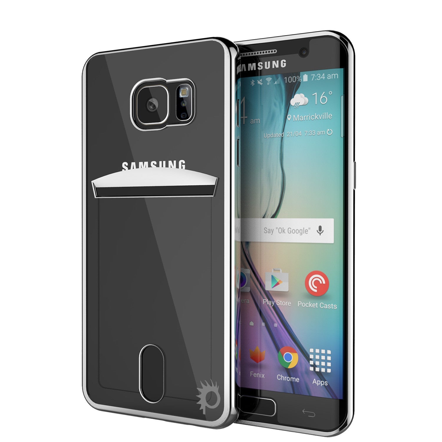 Capa Galaxy S6 EDGE, Série Prateada PUNKCASE® LUCID | Slot para Cartão | Protetor de Tela SHIELD | Ajuste Ultra
