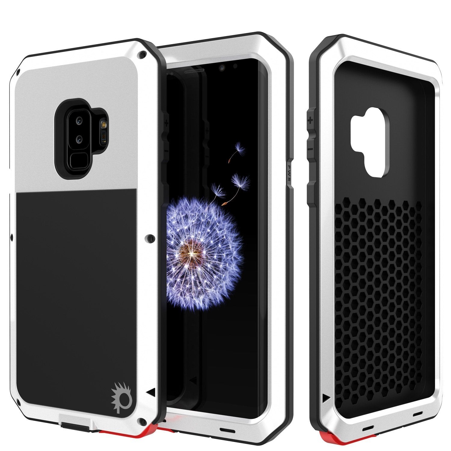 Capa de metal Galaxy S9 Plus, resistente, de grau militar, armadura robusta [à prova de choque] híbrida em corpo inteiro de alumínio duro e TPU [antiderrapante] com proteção contra quedas Prime para Samsung Galaxy S9 Plus [Branco]