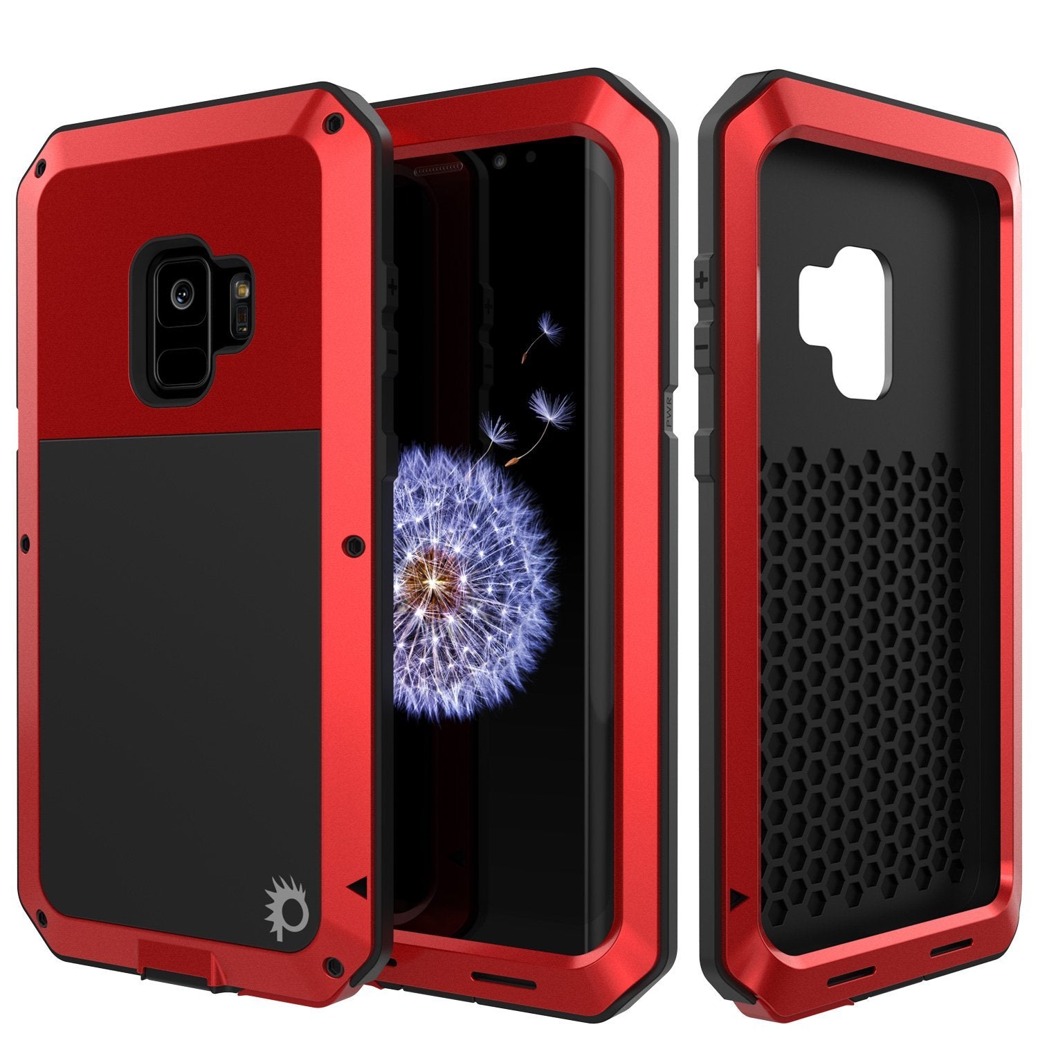Capa de metal Galaxy S9, Resistente Militar de Grau Robusto, Capa de Armadura [à prova de choque] Híbrida de Corpo Inteiro Duro de Alumínio e TPU [antiderrapante] com Proteção contra Quedas Prime para Samsung Galaxy S9 [Vermelho]