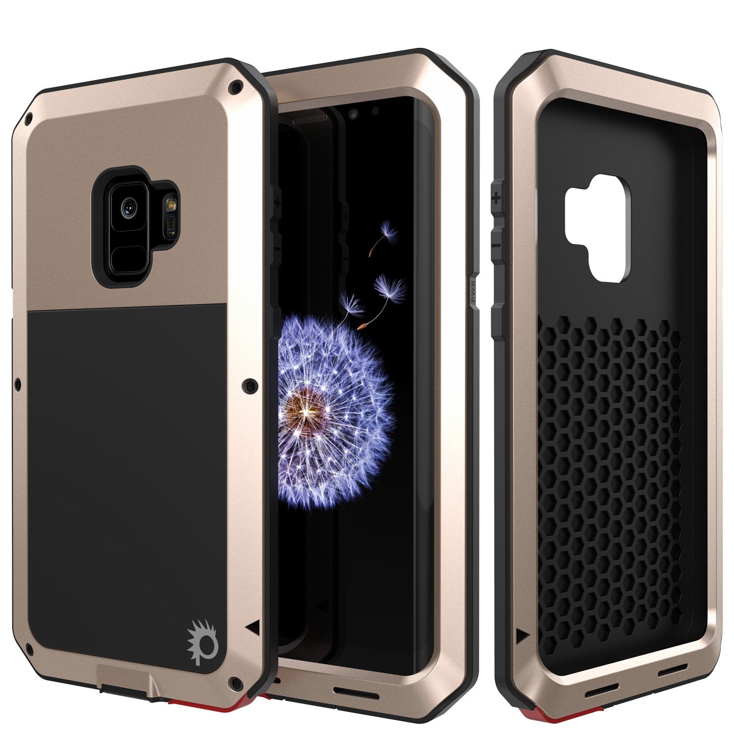 Capa de Metal para Galaxy S9, Resistente Militar Grade Robusta [à prova de choque] Híbrida de Corpo Inteiro em Alumínio Duro e TPU Design [antiderrapante] com Proteção contra Quedas Prime para Samsung Galaxy S9 [Dourado]