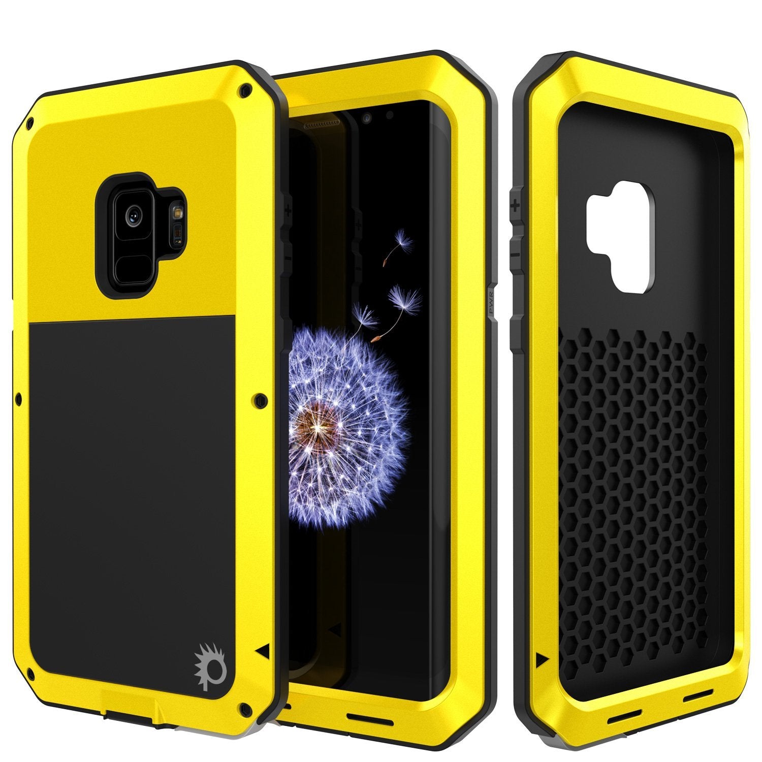 Capa de metal Galaxy S9, resistente de grau militar, robusta e resistente a choques [à prova de choque], design híbrido de corpo inteiro duro de alumínio e TPU [antideslizante] com proteção de queda de primeira para Samsung Galaxy S9 [Neon]