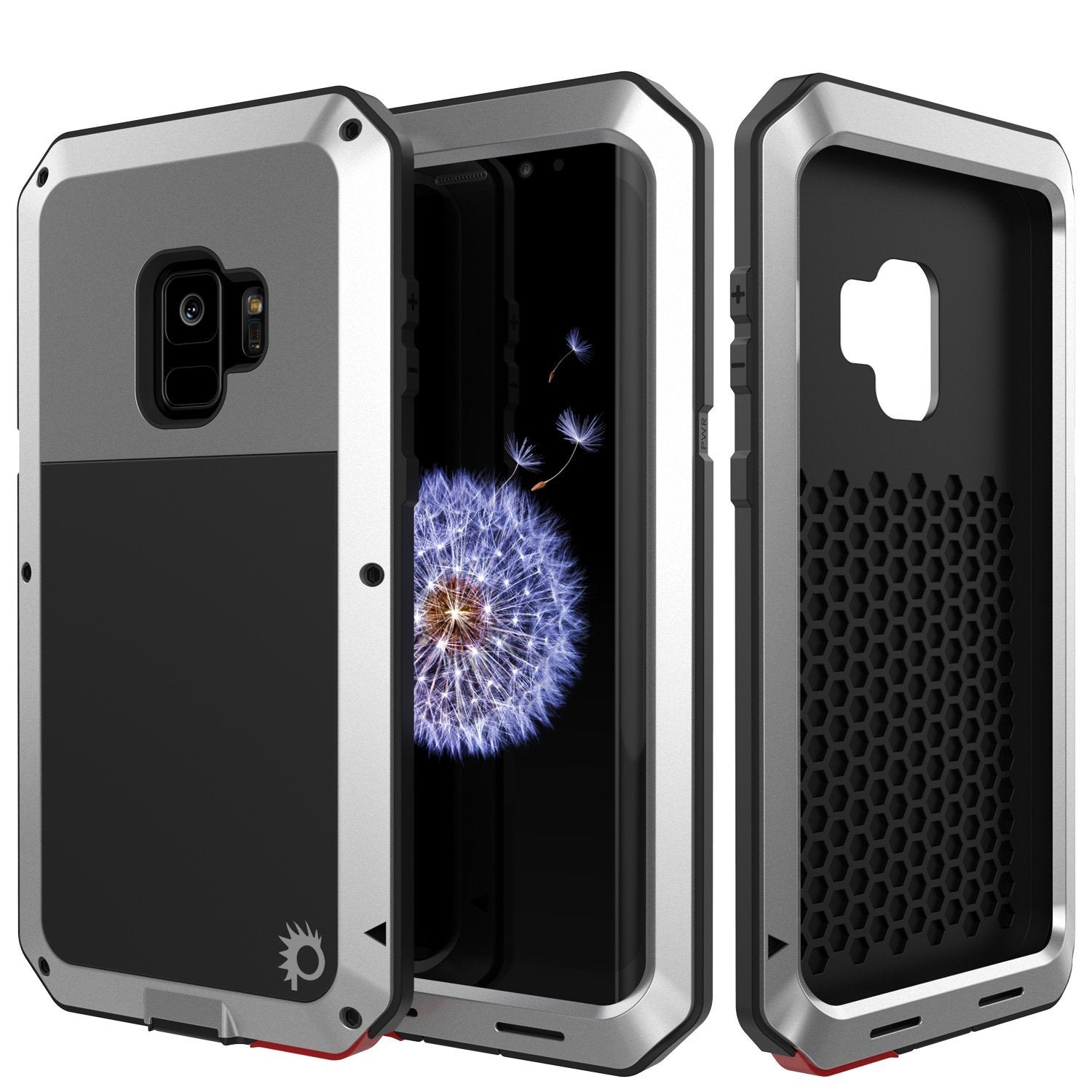 Capa de metal para Galaxy S9, Resistente ao impacto, Grau militar, Capa robusta de proteção híbrida de alumínio rígido e TPU com design antiderrapante, Proteção contra quedas premium para Samsung Galaxy S9 [Prata]