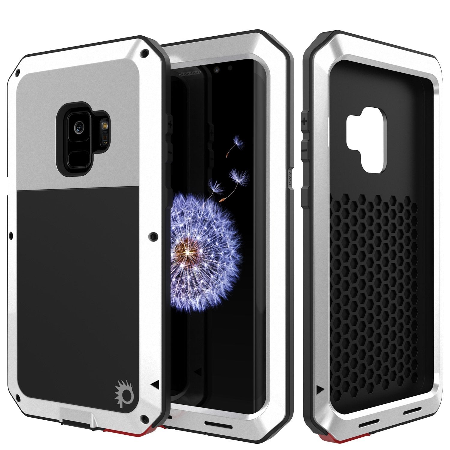 Capa de metal Galaxy S9, resistente e robusta de grau militar [à prova de choque] cobertura híbrida de corpo inteiro de alumínio e TPU [antiderrapante] com proteção máxima contra quedas para Samsung Galaxy S9 [branco]