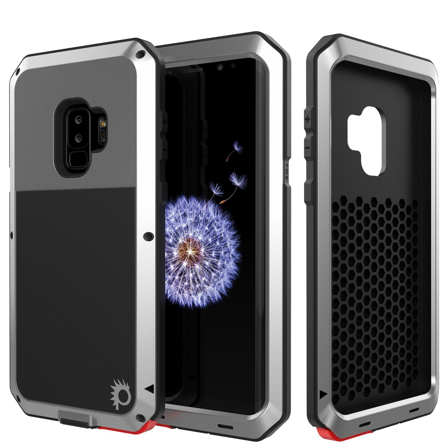 Capa de metal para Galaxy S9 Plus, capa de armadura robusta de grau militar resistente [à prova de choque] Hibrida corpo inteiro de alumínio rígido e TPU [antiderrapante] com proteção contra quedas Prime para Samsung Galaxy S9 Plus [Prateado]