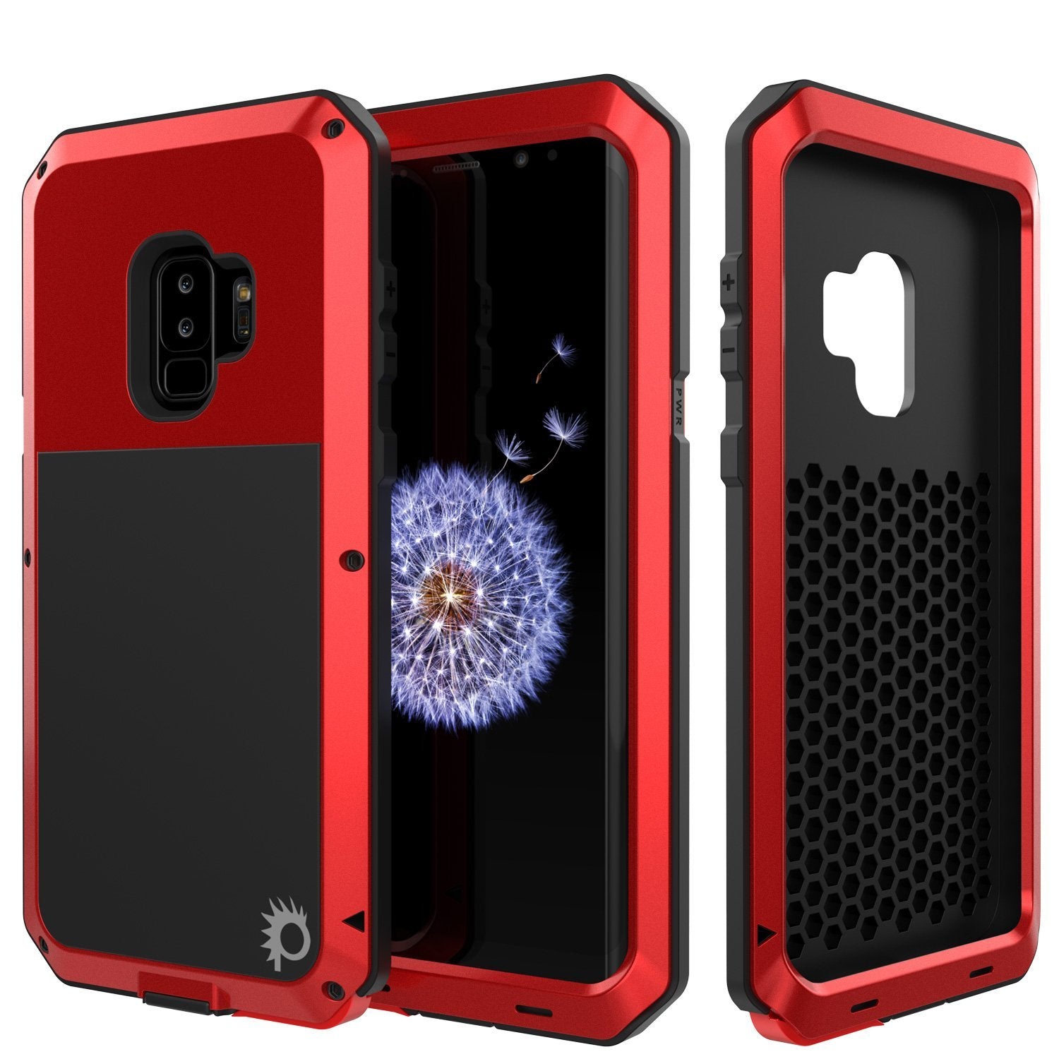 Capa de metal Galaxy S9 Plus, resistente de grau militar resistente, híbrida, corpo inteiro de alumínio duro e TPU [à prova de choque] design [antiderrapante] com proteção de queda Prime para Samsung Galaxy S9 Plus [vermelho]