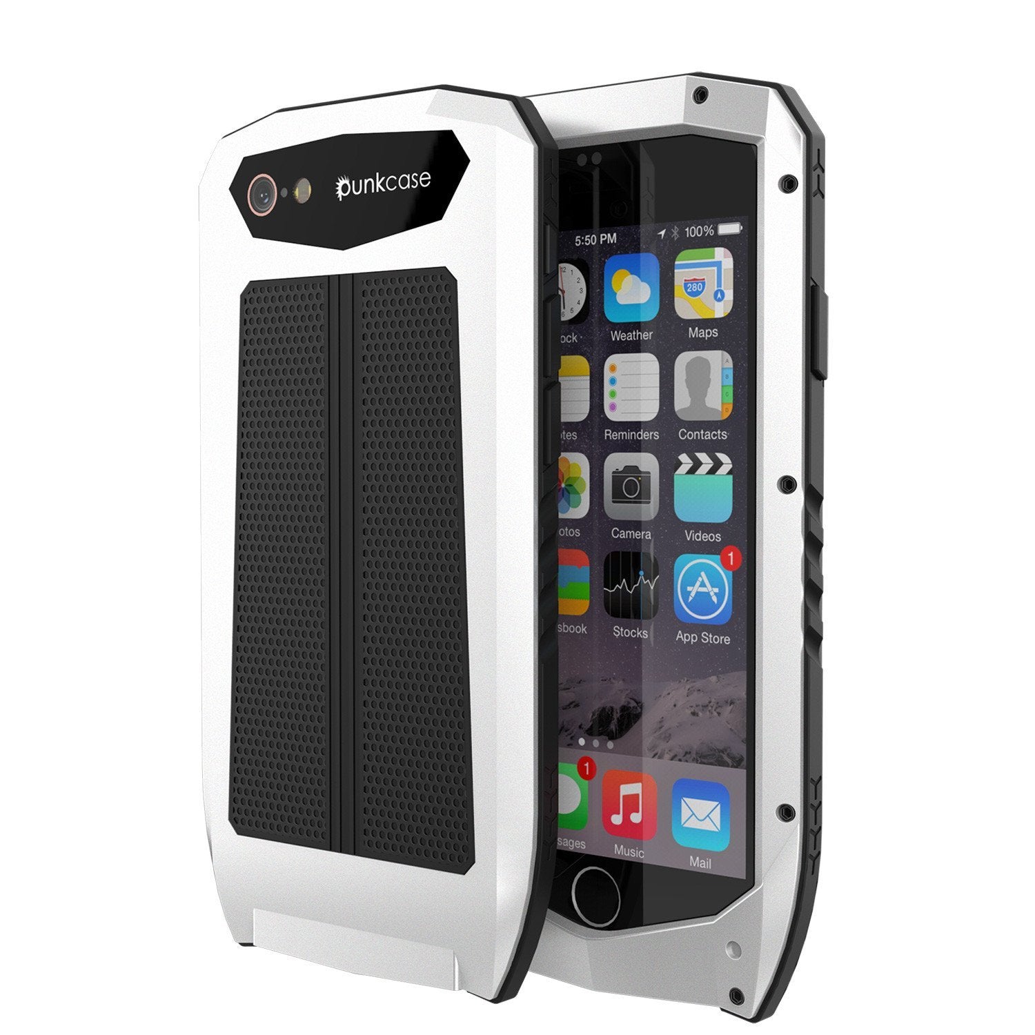 Capa para iPhone 6s/6, Punkcase Metallic PRO da série branca com protetor de tela integrado | Touch-ID
