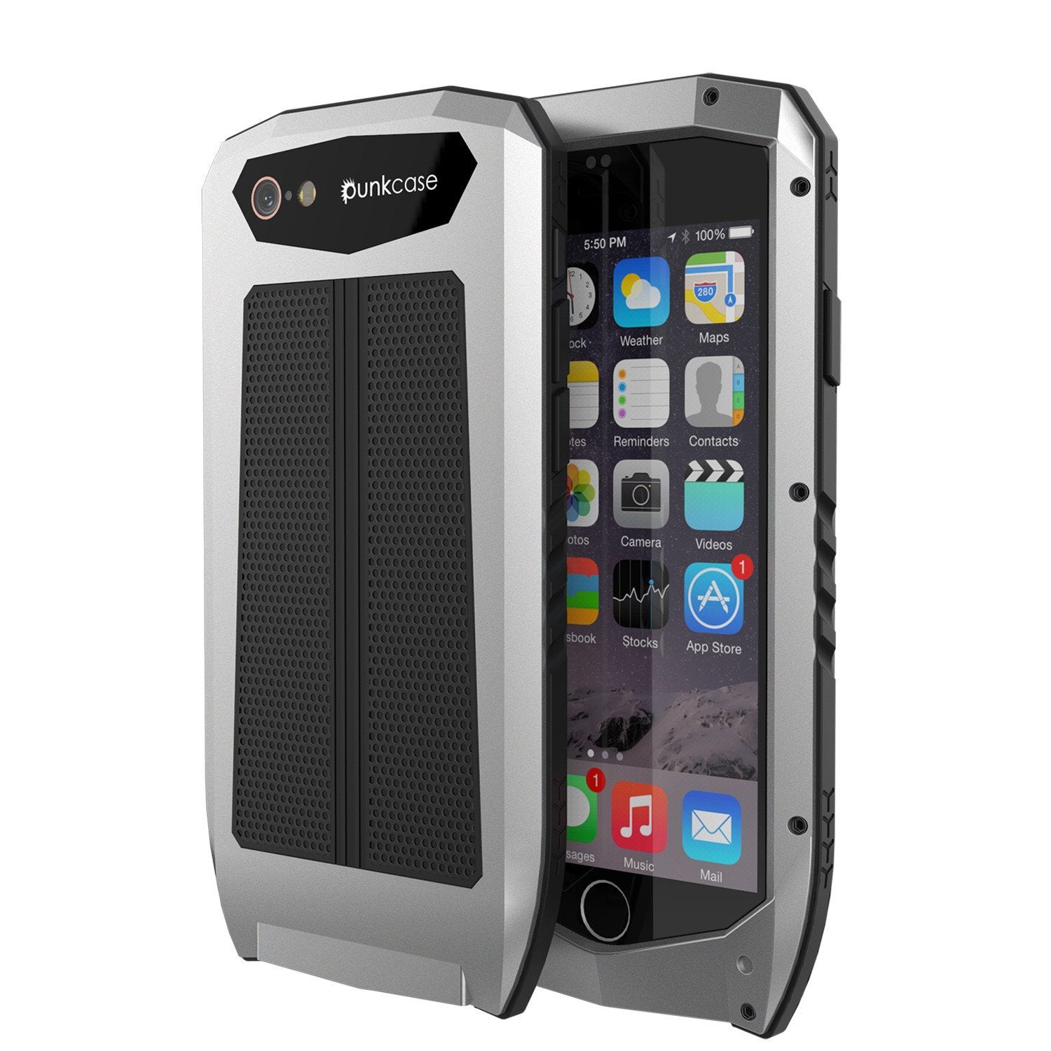 Capa iPhone 6s/6, Punkcase Metallic PRO Série Prateada com Protetor de Tela Integrado | Touch-ID