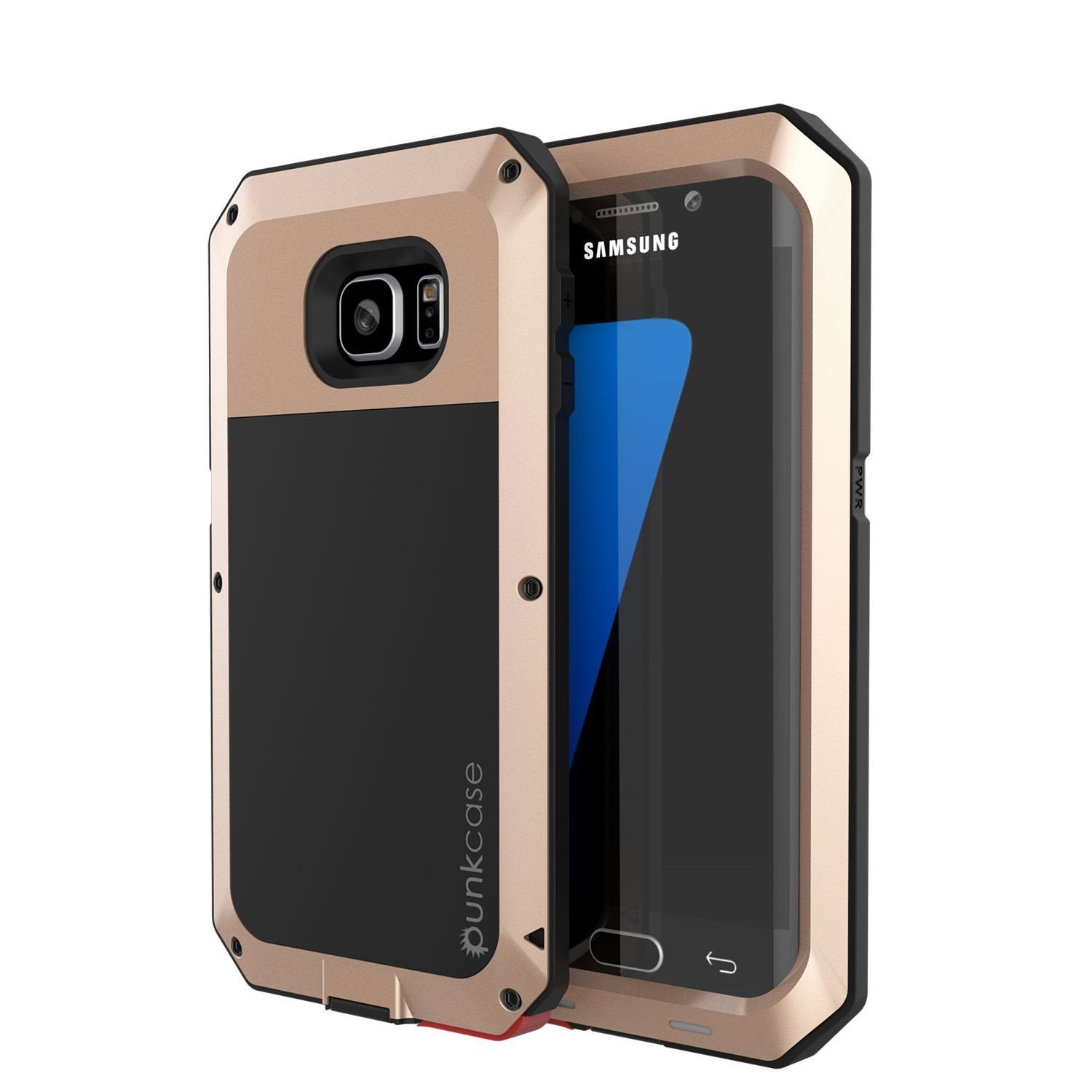 Capa Galaxy S7 EDGE, PUNKcase Metálica Dourada à prova de choque, capa fina de armadura de metal.