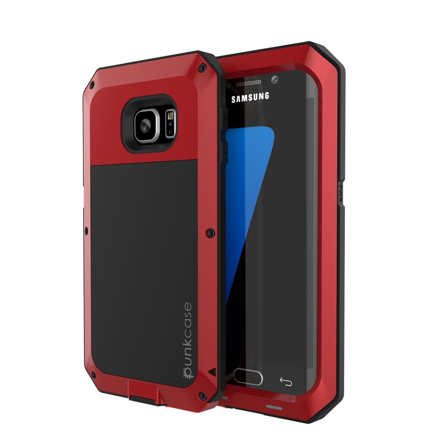 Capa Galaxy S7 EDGE, PUNKcase Metálico Vermelho à Prova de Choque Caixa de Metal Fino de Armadura
