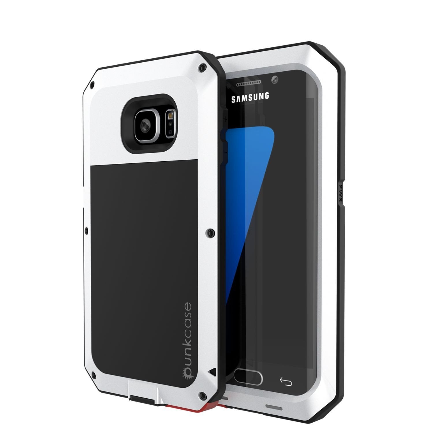 Capa Galaxy S7 EDGE, capa metálica à prova de choque branca PUNKcase Slim Metal Armor