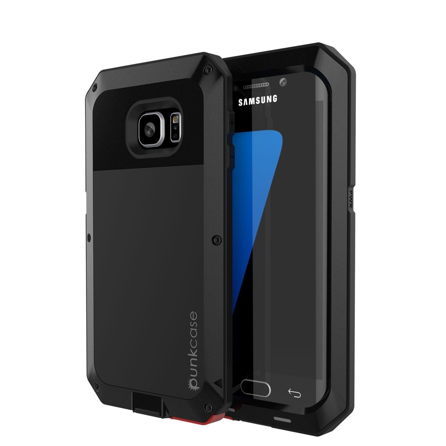 Capa Galaxy S7 EDGE, PUNKcase Metálica Preto À Prova de Choque Slim Metal Armor