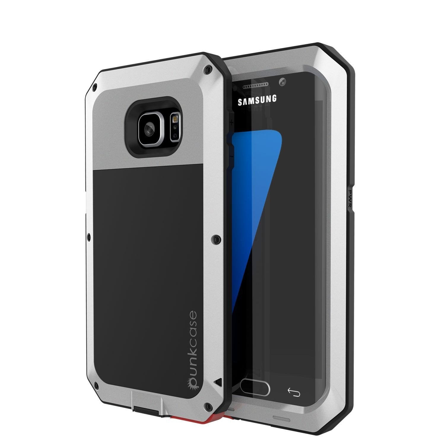 Capa para Galaxy S7 EDGE, PUNKcase Prateada Metálica à Prova de Choque Slim Metal Armor Case.