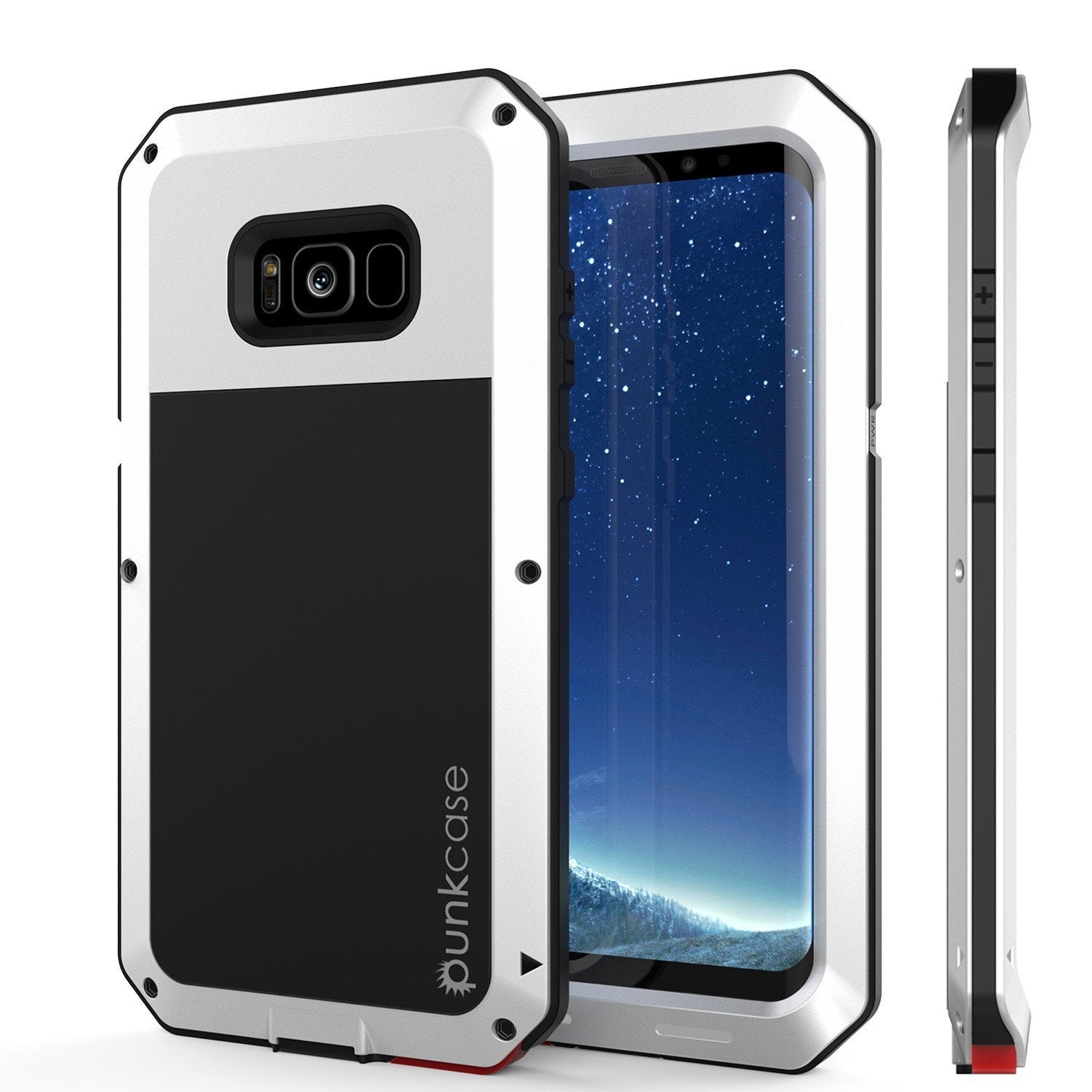 Capa Galaxy Note 8, capa metálica branca à prova de choque PUNKcase Slim Metal Armor