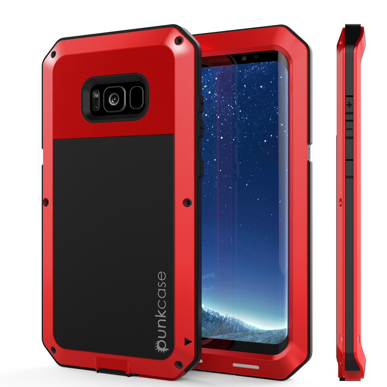 Capa Galaxy S8, PUNKcase Metálica Vermelha à Prova de Choque Caixa Metálica Slim de Armadura