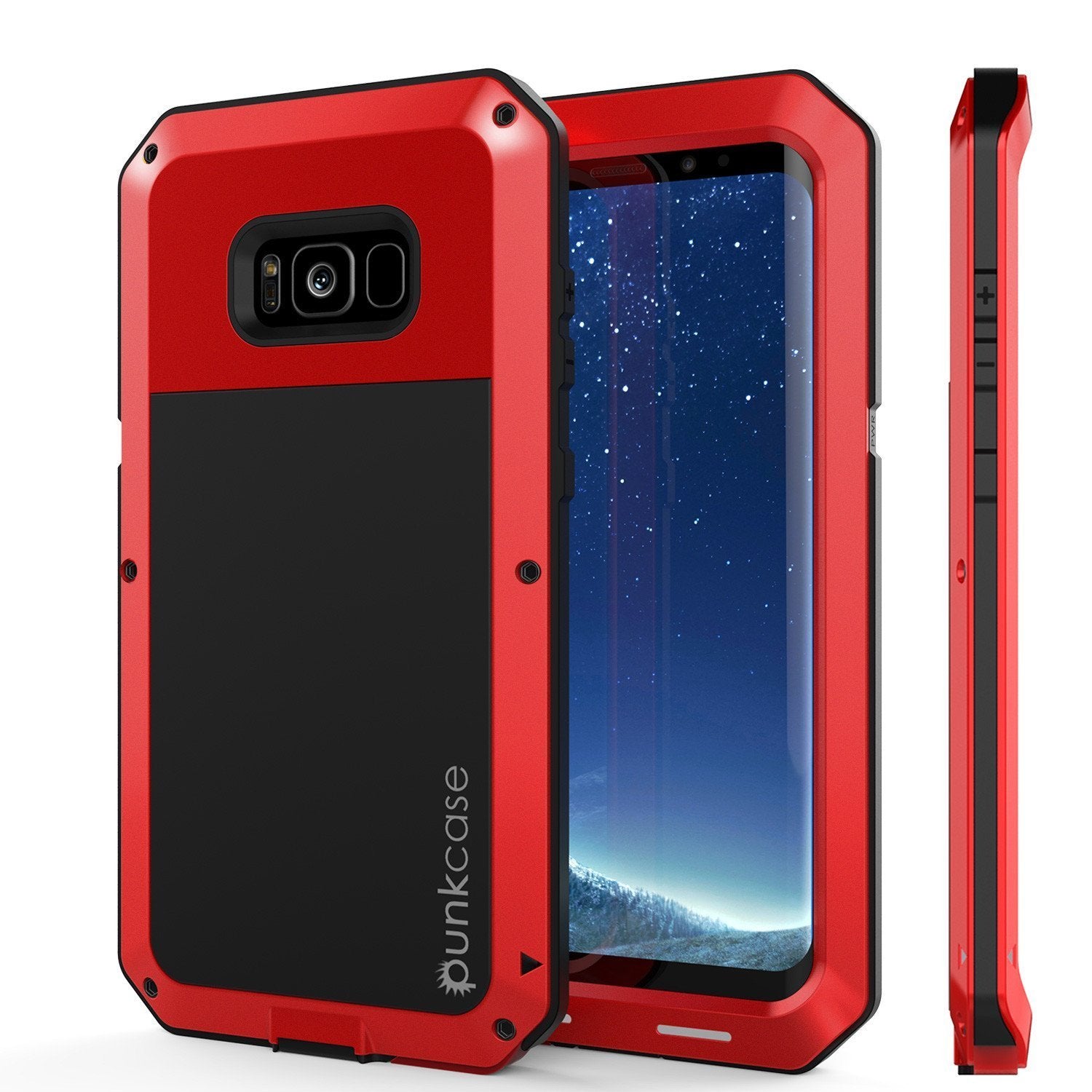 Capa Galaxy Note 8, PUNKcase Metálica Vermelha à Prova de Choque Capa Fina de Metal Armor