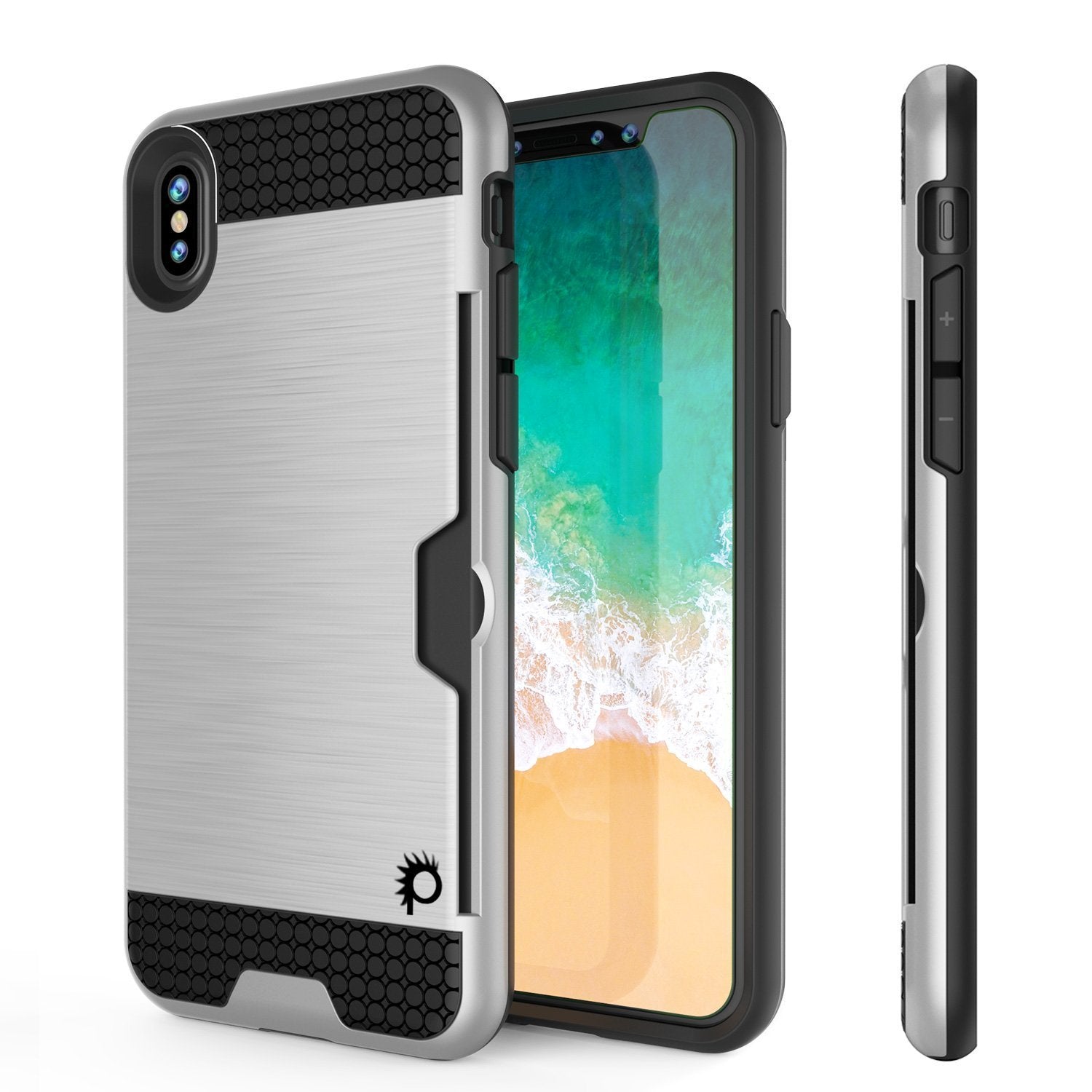 Capa para iPhone XS Max, PUNKcase [Série SLOT] Ajuste Slim Capa de Armadura de Camada Dupla [Branco]