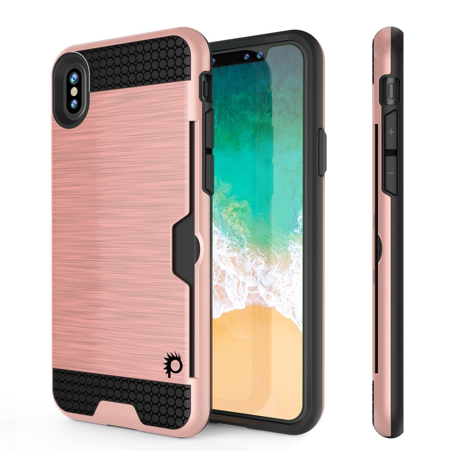 Capa para iPhone XR, PUNKcase [Série SLOT] Capa de Armadura de Duas Camadas [Rose-Gold]