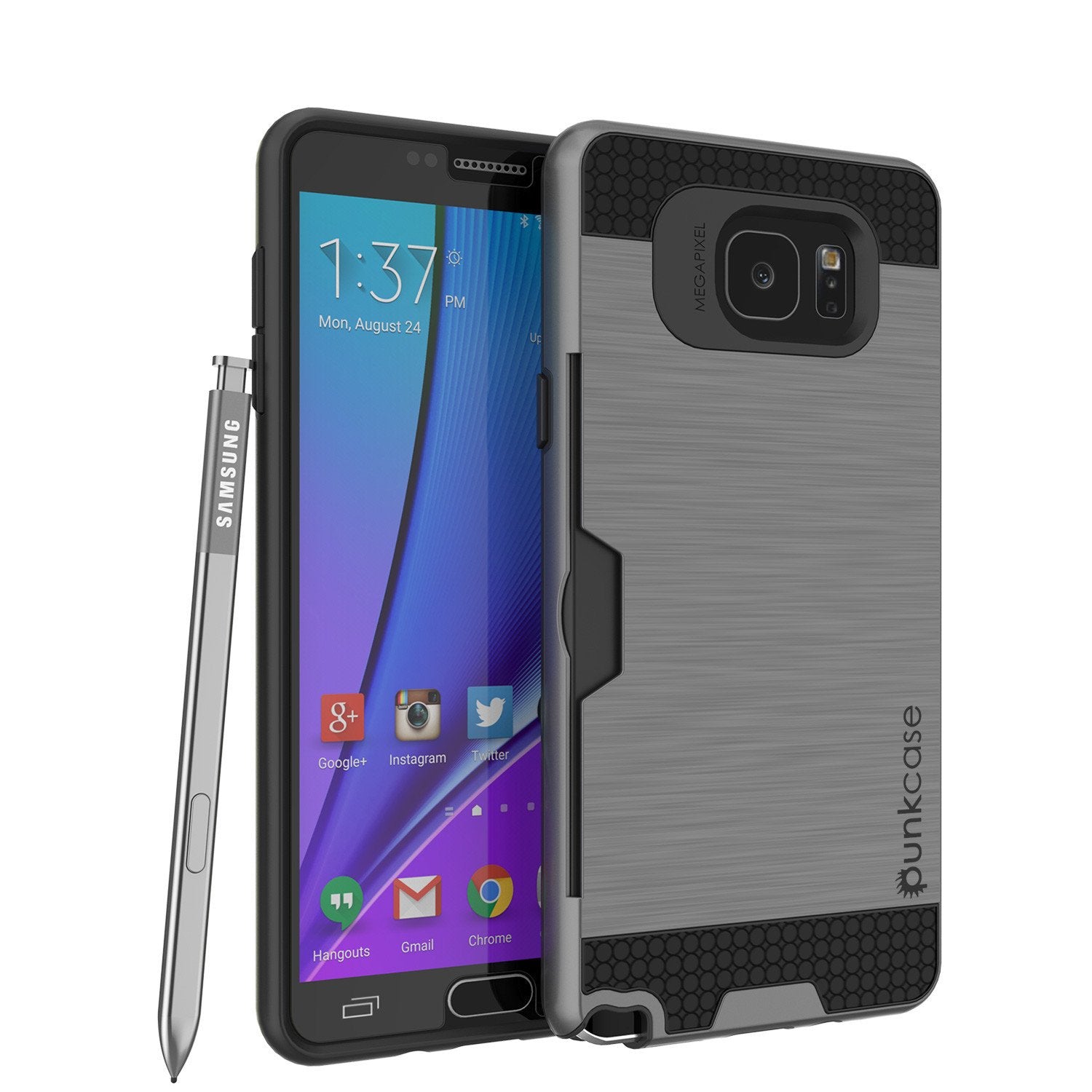 Capa Galaxy Note 5 PunkCase SLOT Série Cinza Slim Armor Capa Macia com Vidro Temperado