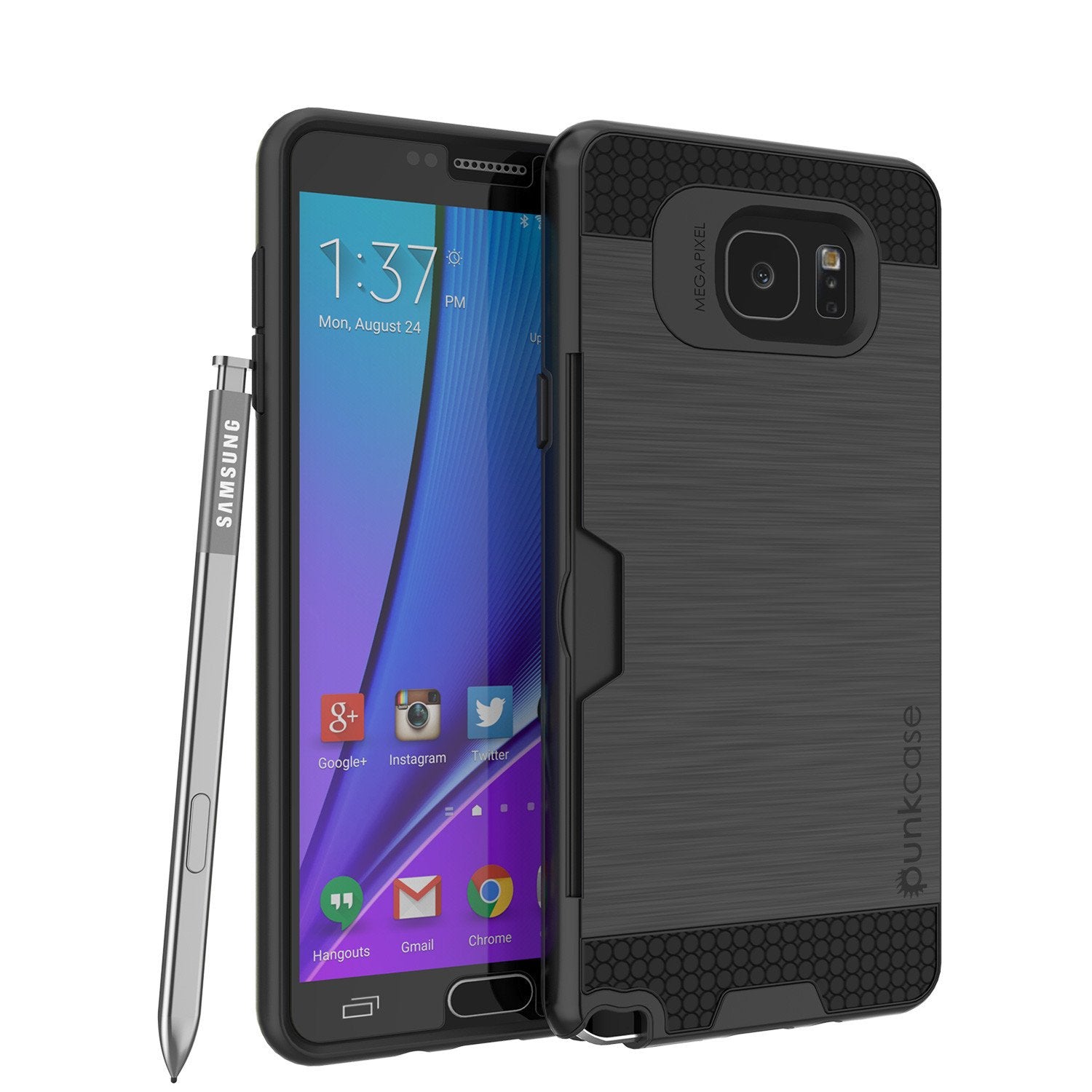 Capa Galaxy Note 5 PunkCase SLOT Série Preto Slim Armor Capa Macia com Vidro Temperado