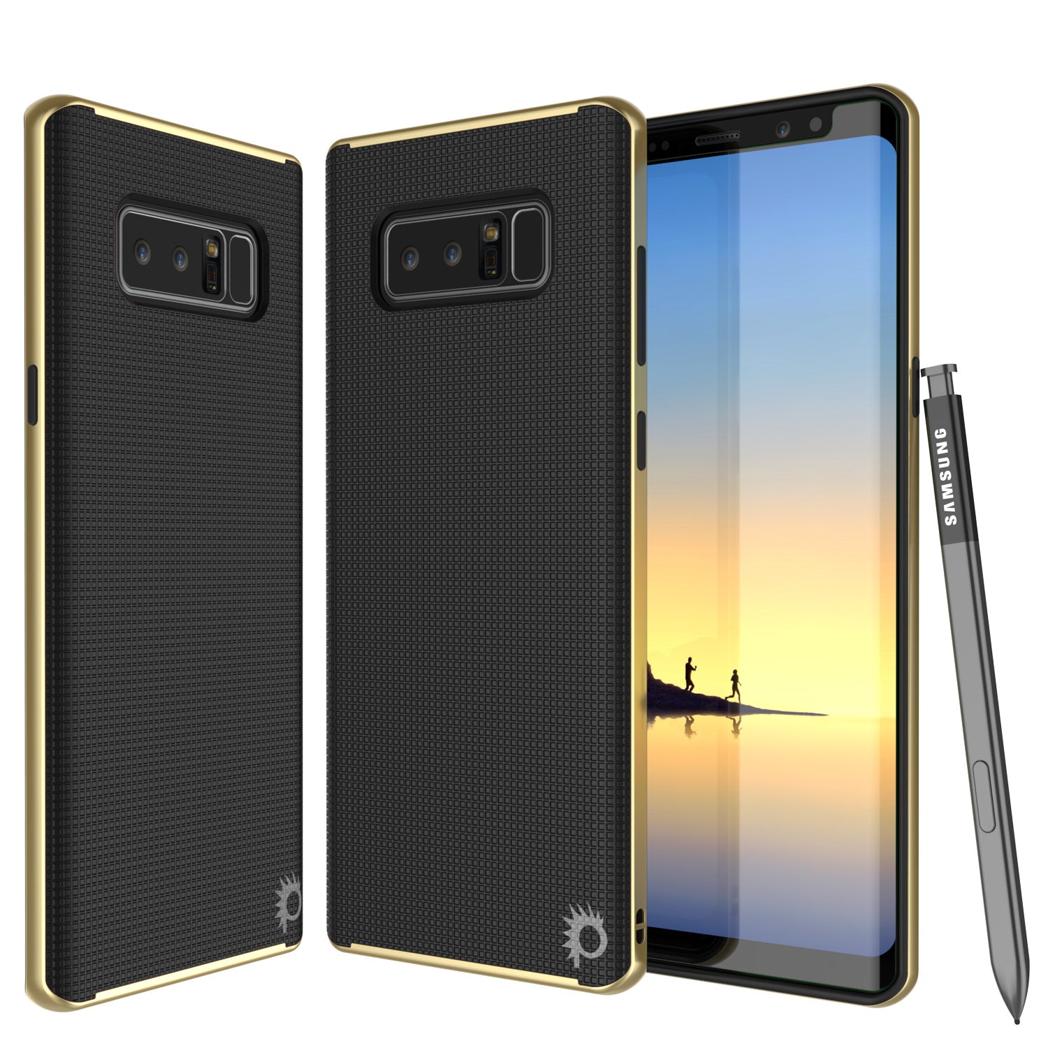 Capa Galaxy Note 8, PunkCase [Série Stealth] Capa Híbrida de 3 Peças à Prova de Choque de Dupla Camada [Antiderrapante] [TPU Macio + Bumper PC] com Protetor de Tela PUNKSHIELD para Samsung Note 8 [Ouro]