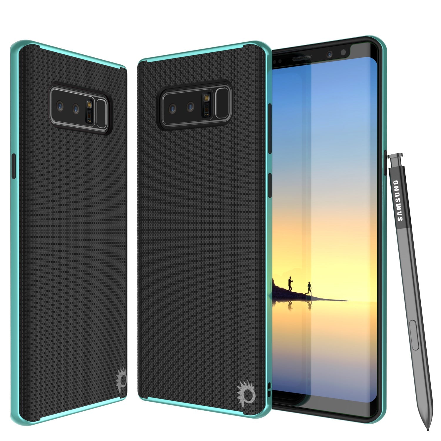 Capa Galaxy Note 8, PunkCase [Série Stealth] Capa Híbrida de 3 Peças Shockproof de Camada Dupla [Antiderrapante] [Bumper de TPU + PC Suave] com Protetor de Tela PUNKSHIELD para Samsung Note 8 [Azul-Verde]