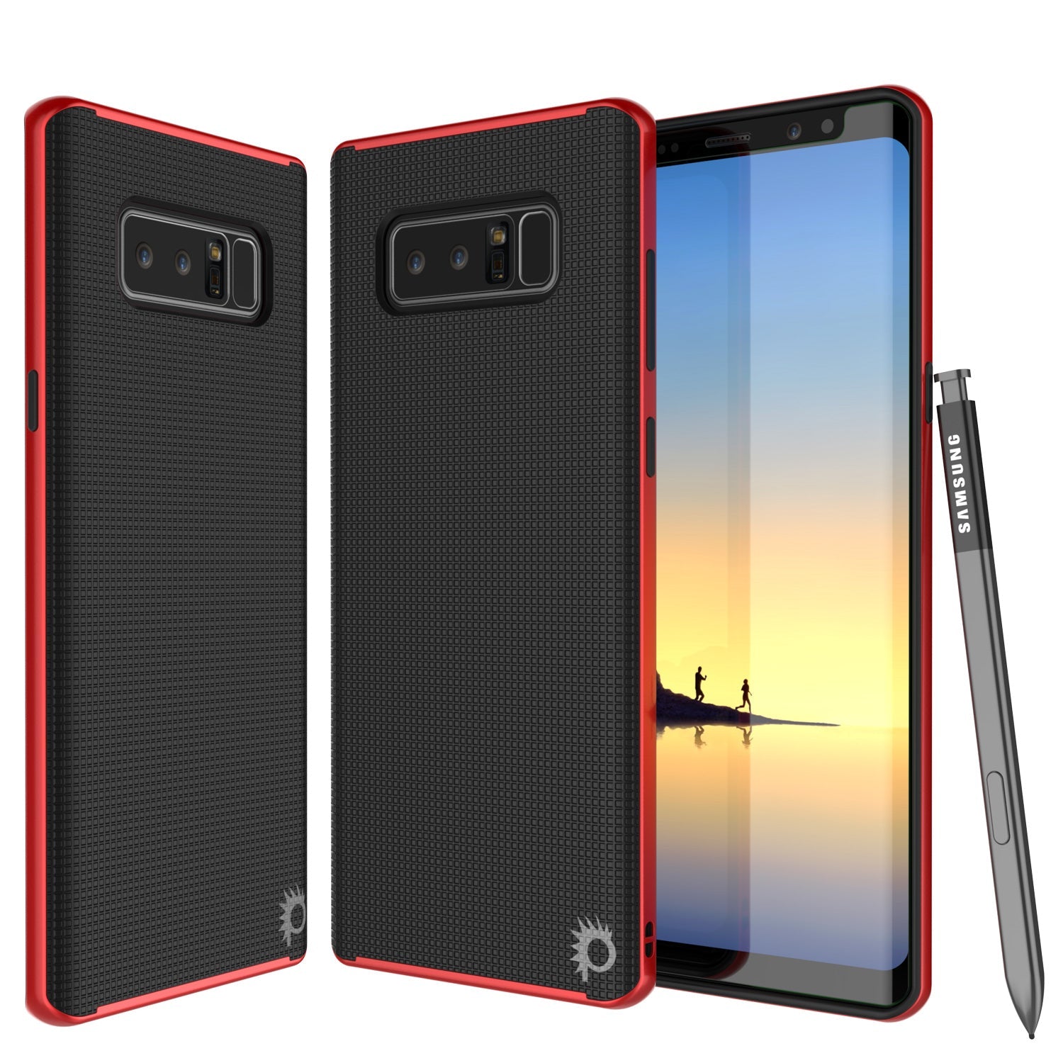 Capa Galaxy Note 8, PunkCase [Série Stealth] Capa híbrida à prova de choque de 3 peças de camada dupla [Antiderrapante] [Bumper de TPU macio + PC] com protetor de tela PUNKSHIELD para Samsung Note 8 [Vermelho]