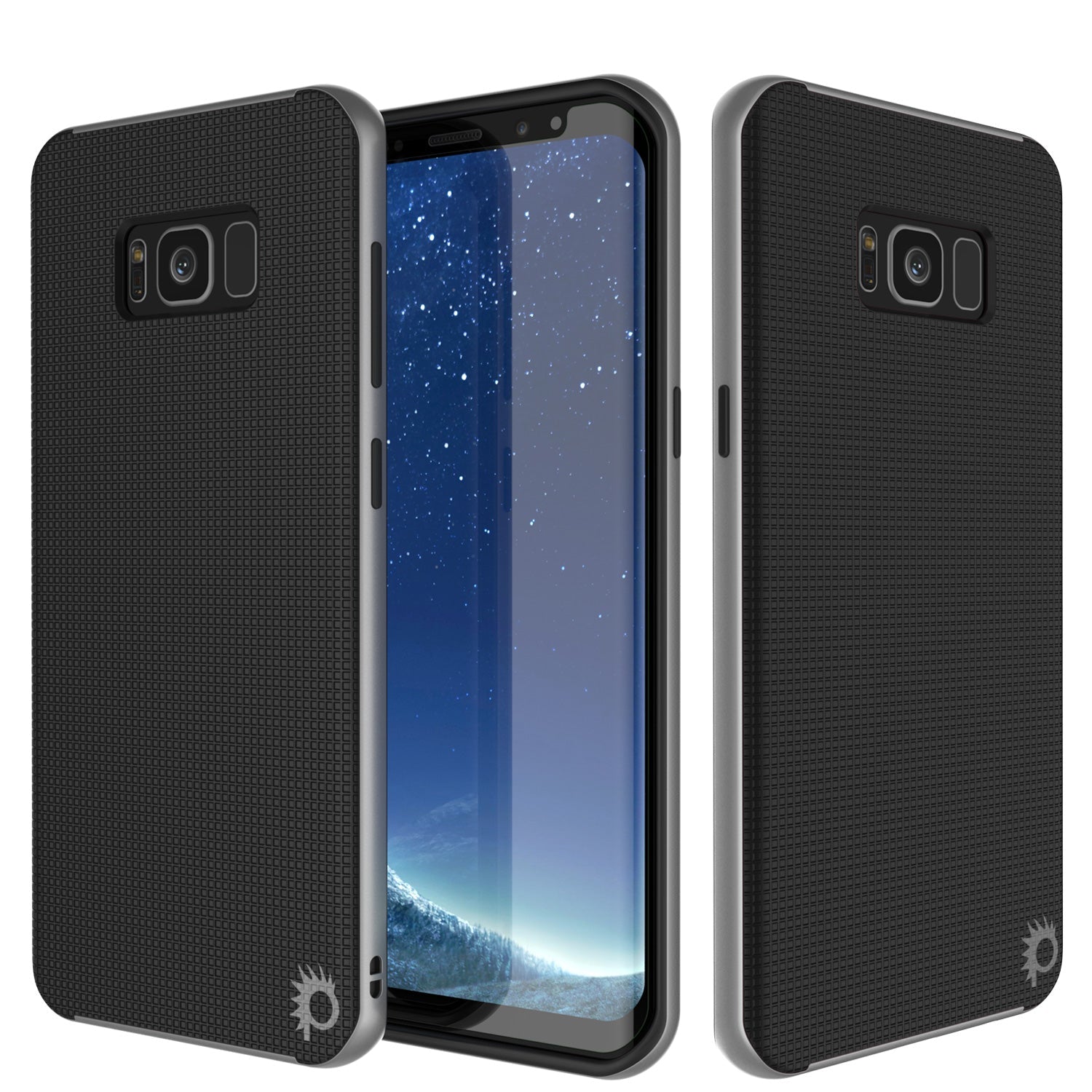 Capa Galaxy S8, PunkCase [Série Stealth] Capa híbrida de 3 peças à prova de choque de dupla camada [Antiderrapante] [TPU macio + Bumper de PC] com protetor de tela PUNKSHIELD para Samsung S8 Edge [Prata]