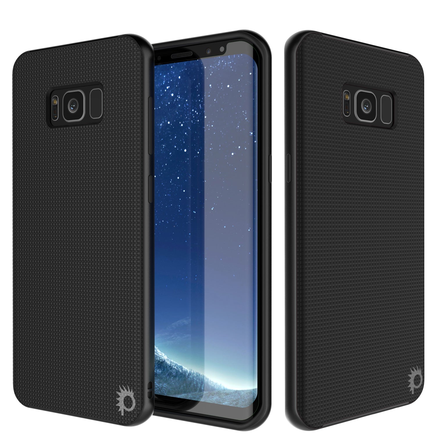 Capa Galaxy S8, PunkCase [Série Stealth] Capa híbrida à prova de choque de 3 peças [Antiderrapante] [TPU macio + Bumper PC] com Protetor de Tela PUNKSHIELD para Samsung S8 Edge [Preto]