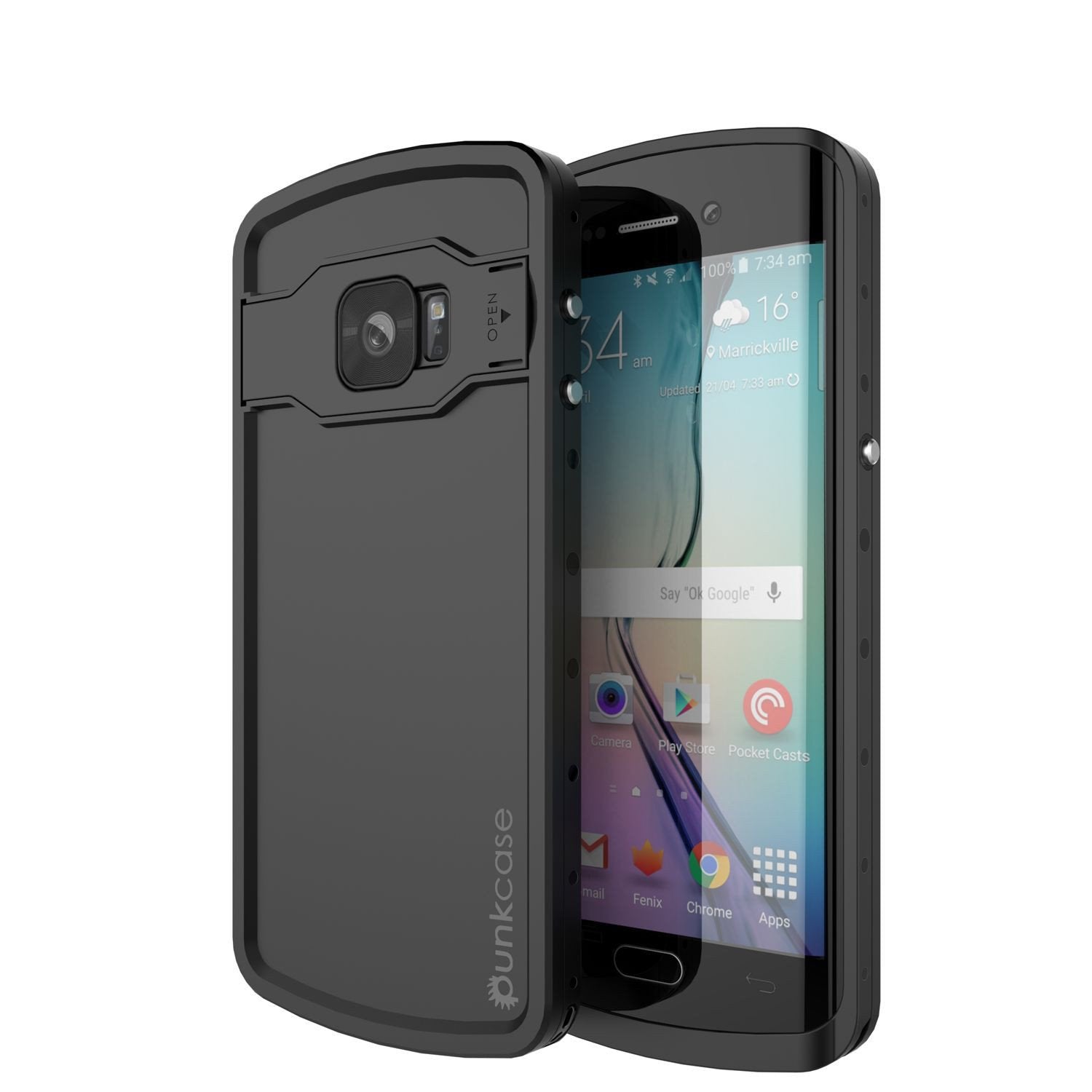 Capa à prova d'água para Galaxy S6 EDGE Plus, Punkcase StudStar Preto Shock/Prova de sujeira | Garantia vitalícia