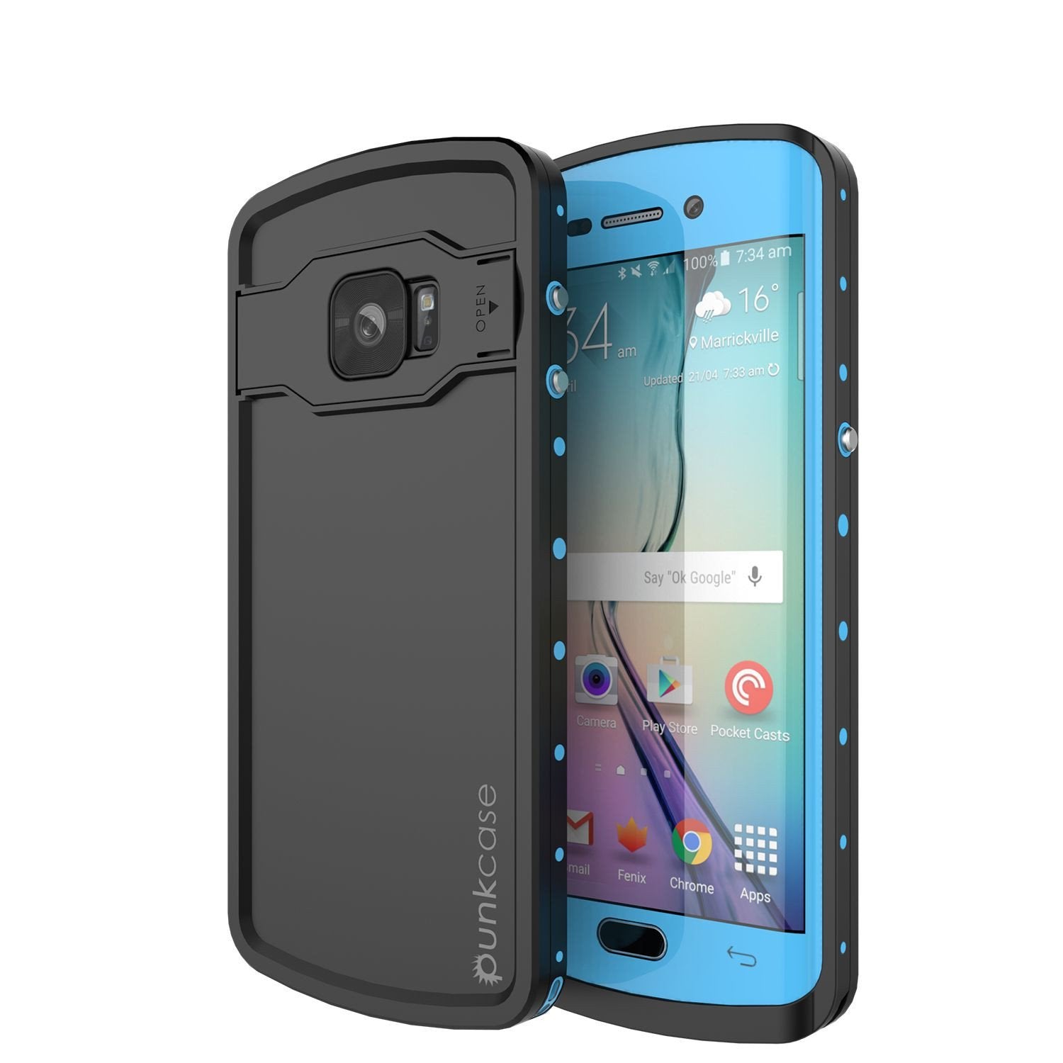 Capa à prova d'água Galaxy s6 EDGE Plus, série Punkcase StudStar Light Blue | Garantia vitalícia