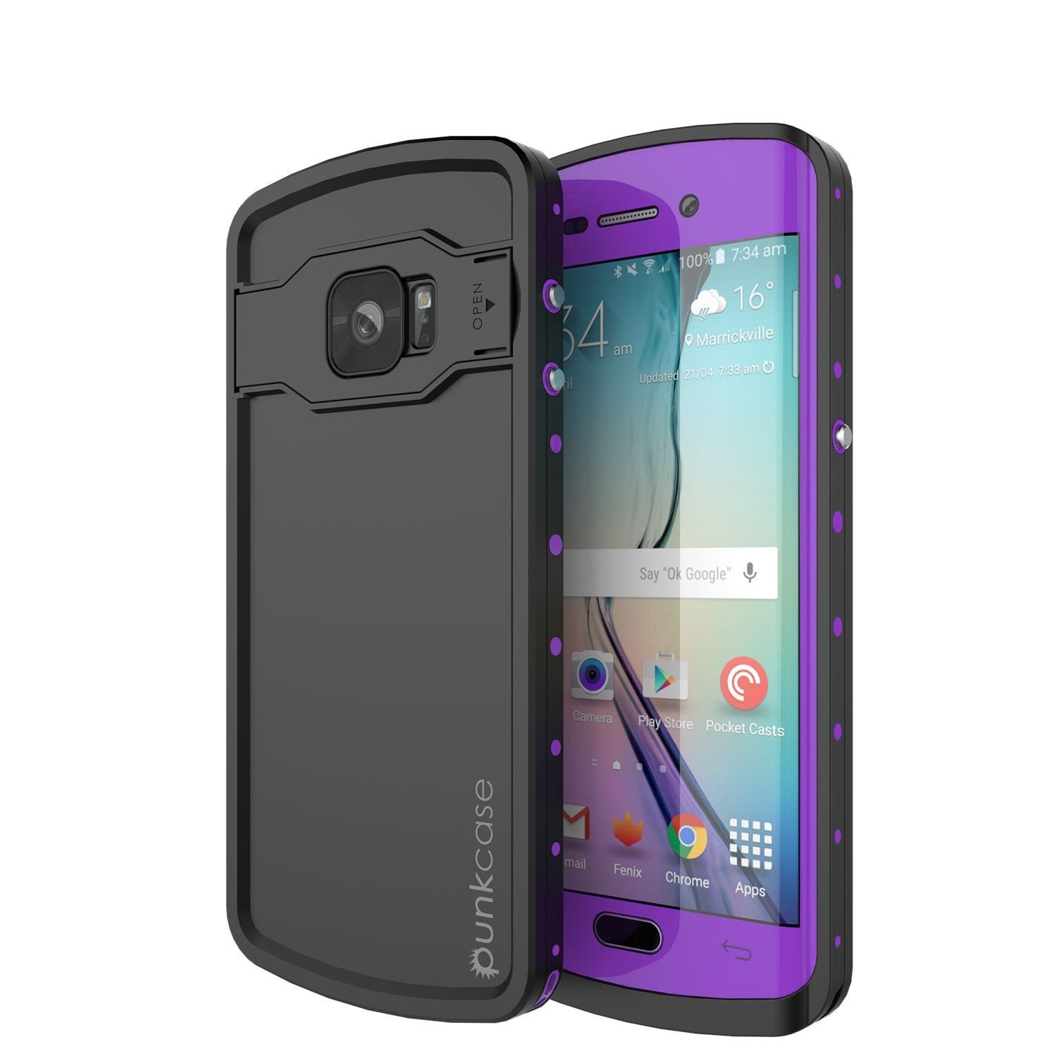 Capa à prova d'água Galaxy s6 EDGE Plus, Punkcase StudStar Roxo à Prova d'Água/Choque | Garantia Vitalícia