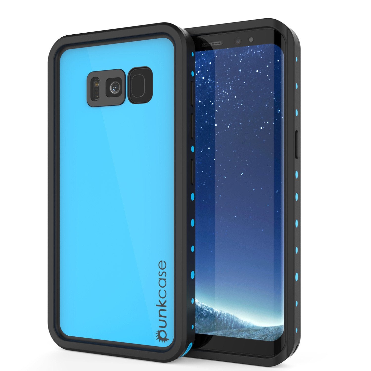 Capa à prova d'água PunkCase StudStar Light Blue fina para Galaxy S8 6.6ft subaquática IP68 à prova de choques