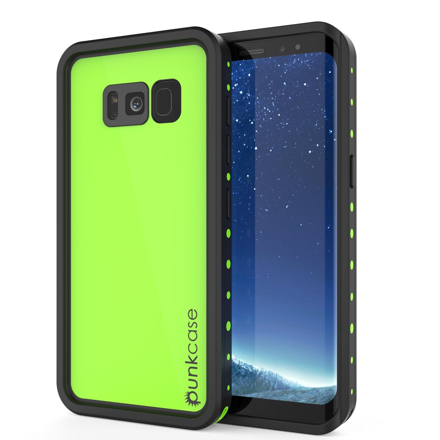 Capa resistente à água para Galaxy S8 PunkCase StudStar Light Green Fina 6.6ft Subaquática IP68 à prova de choque