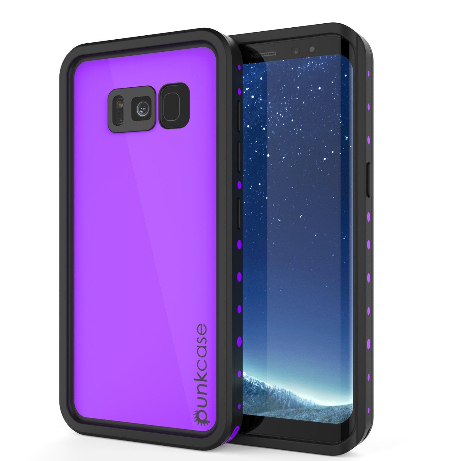 Capa impermeável Galaxy S8 Plus PunkCase StudStar roxa fina 6.6ft À prova de choque/neve IP68 subaquática