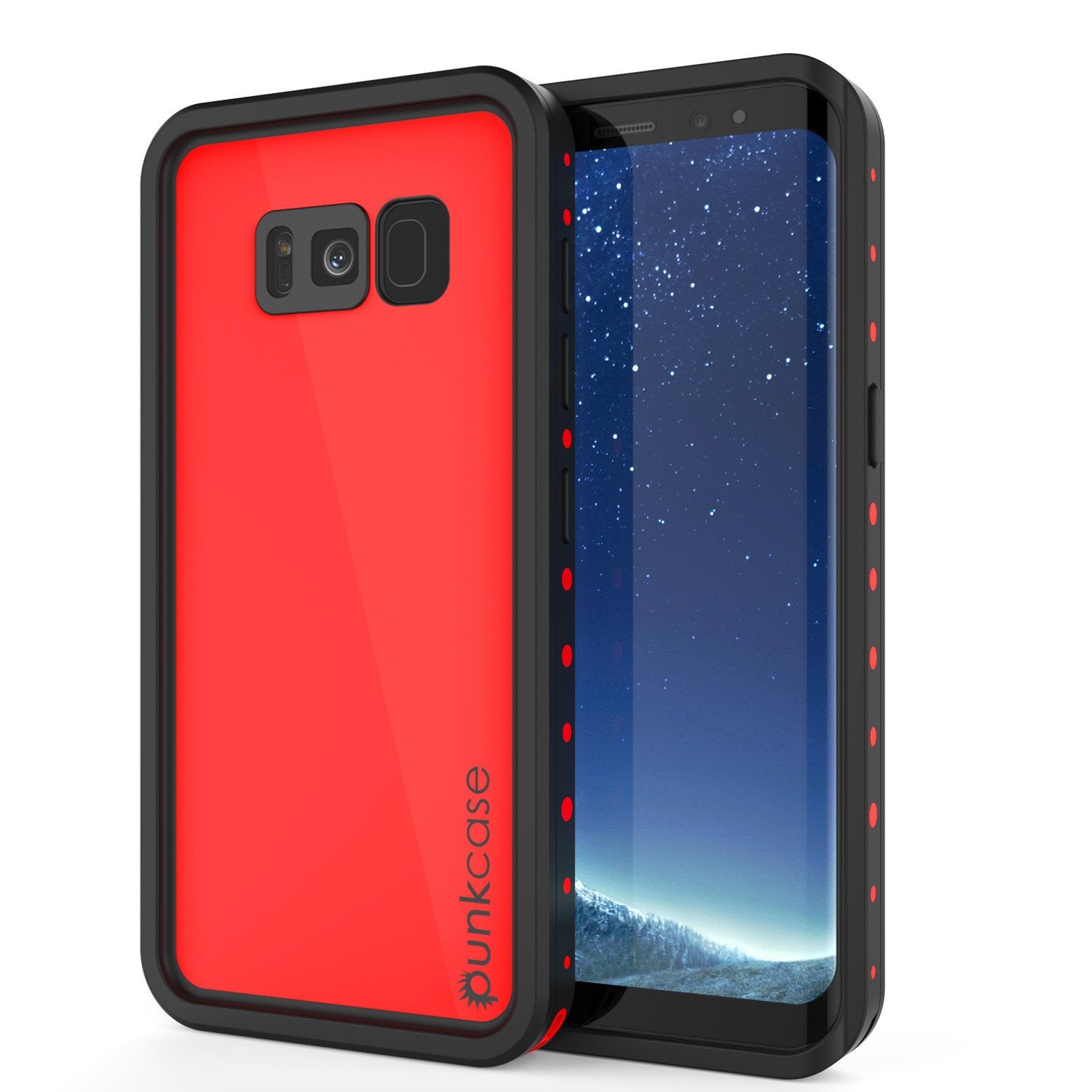 Capa à prova d'água Galaxy S8 Plus PunkCase StudStar Vermelha Fina 6.6ft Submersível IP68 À Prova de Choque/Neve