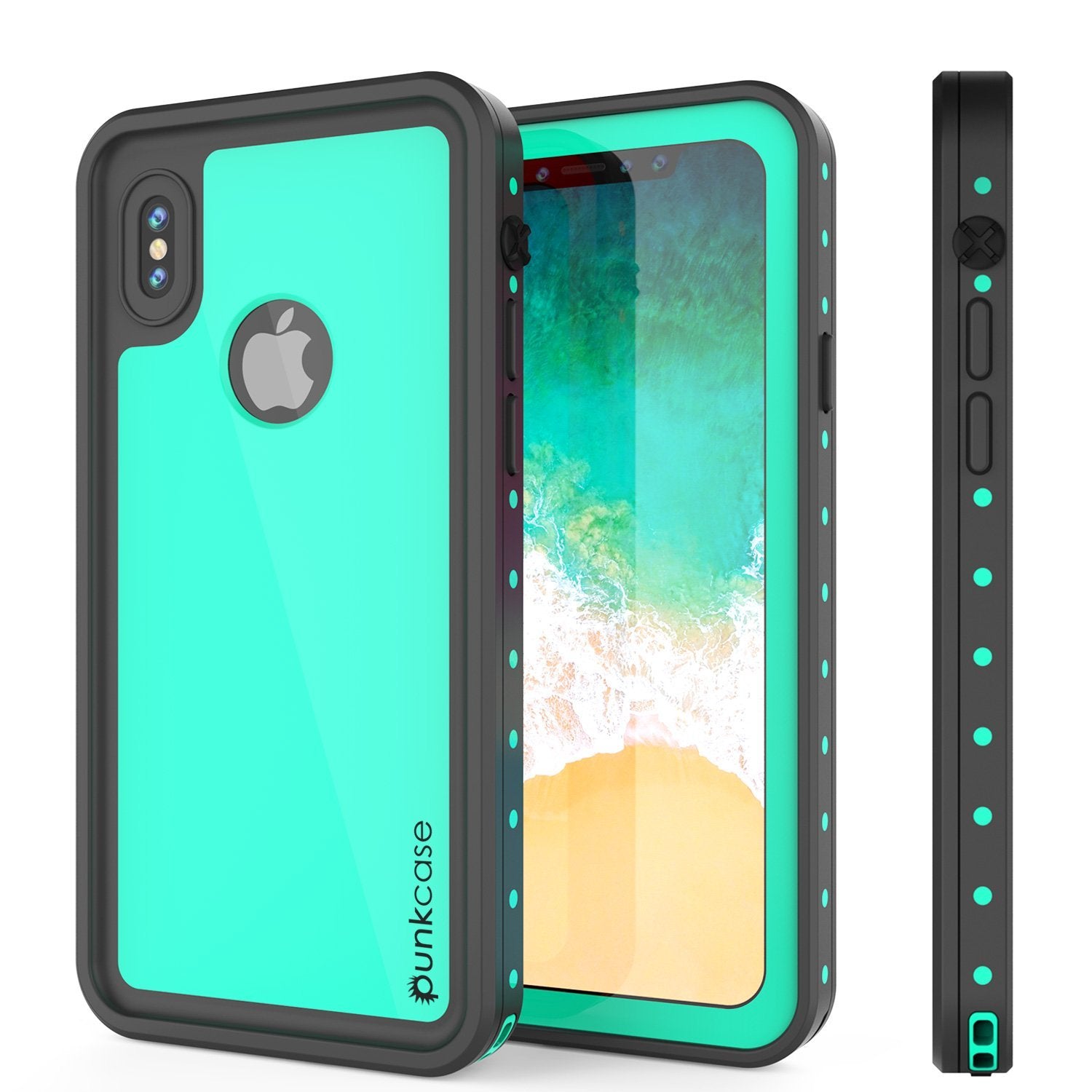 iPhone X Waterproof IP68 Case, Punkcase [Teal] [StudStar Series] [Slim Fit] [Dirtproof] (Color in image: red)